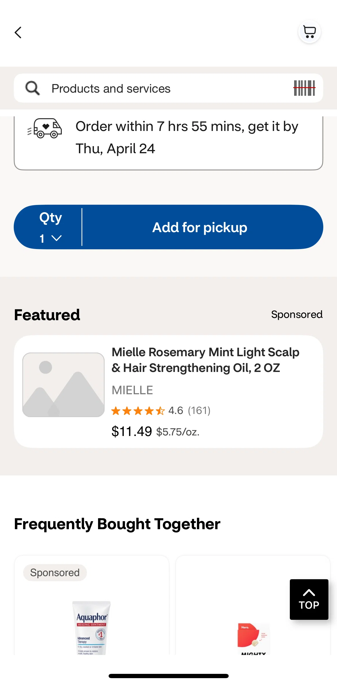 CVS Health Screen screen in the Adding a product to cart flow