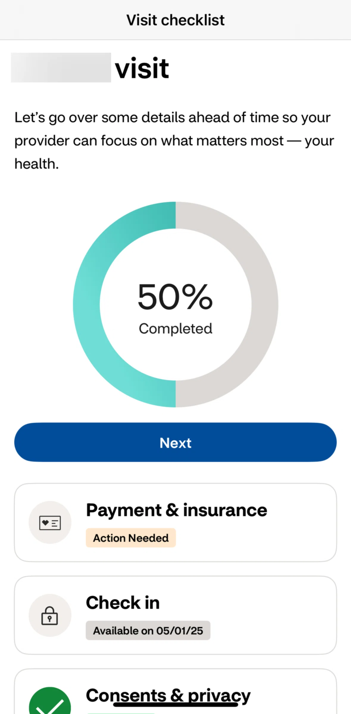 CVS Health Screen screen in the Check in flow