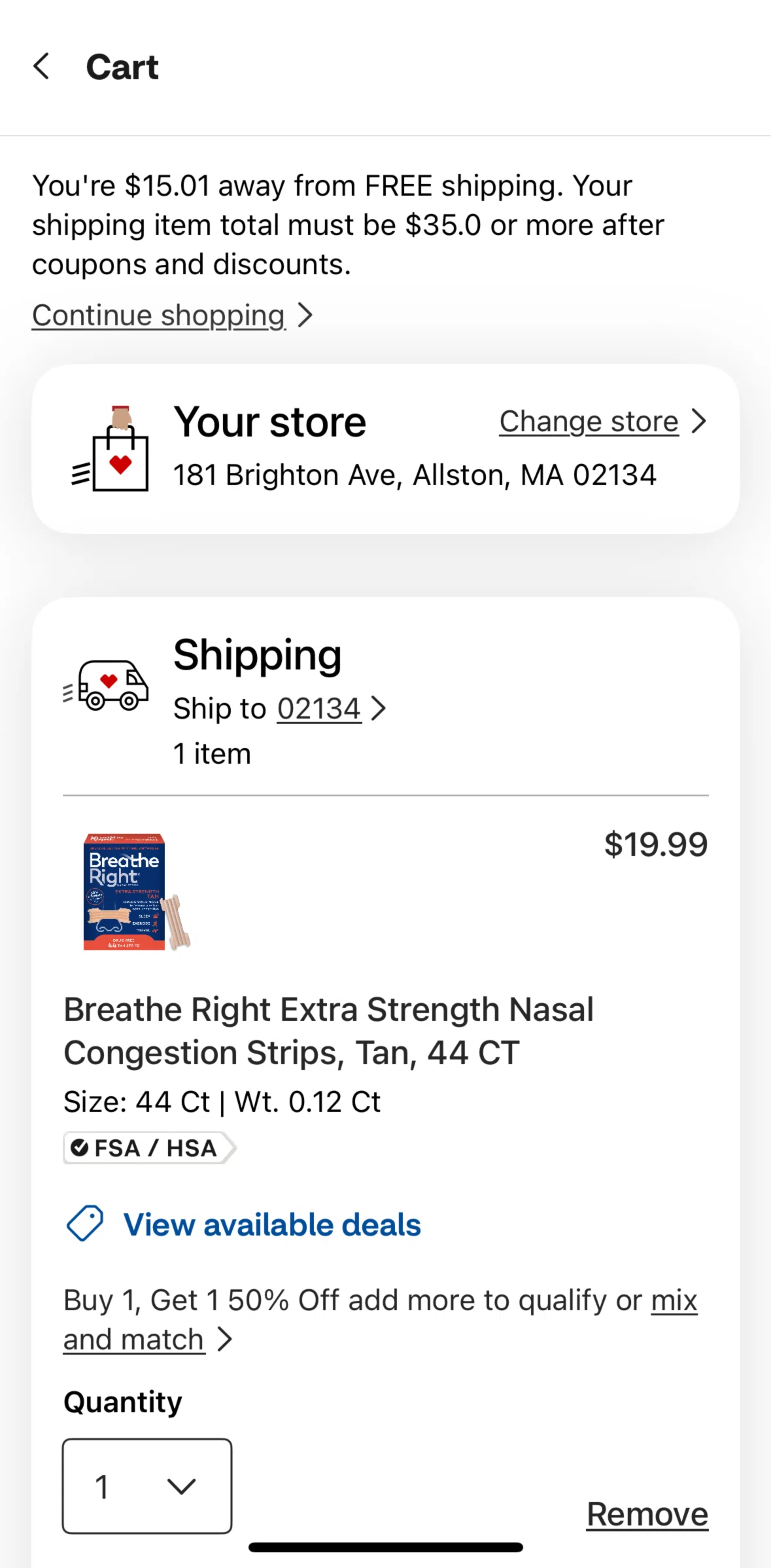 CVS Health Screen screen in the Checking out (Delivery) flow