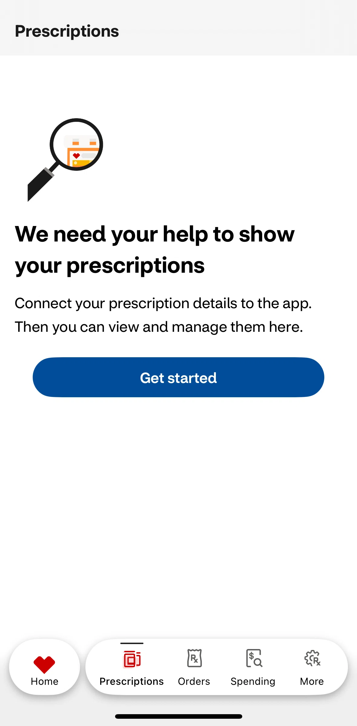 CVS Health Screen screen in the Connect prescriptions flow