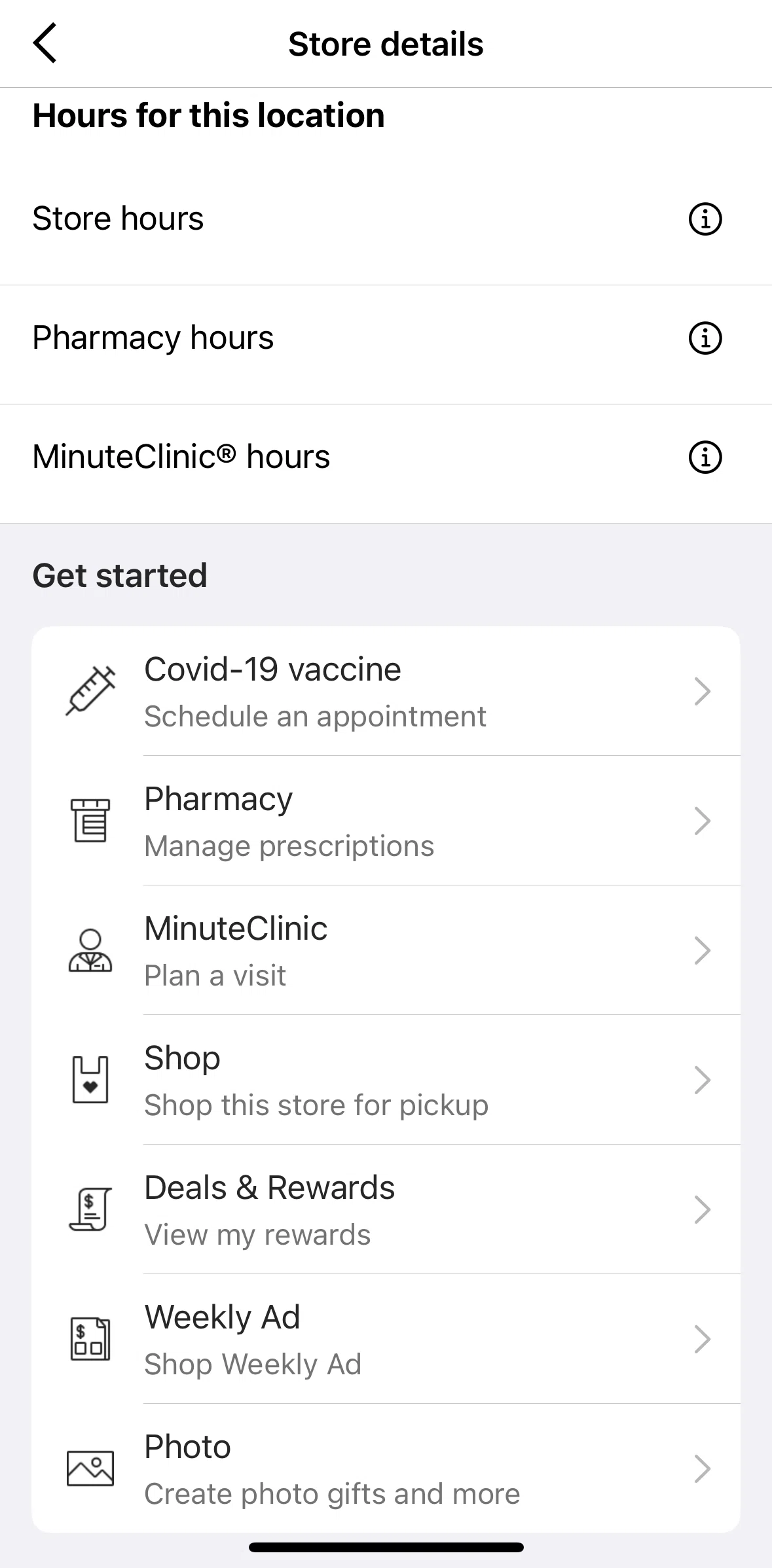 CVS Health Screen screen in the Covid-19 vaccine flow