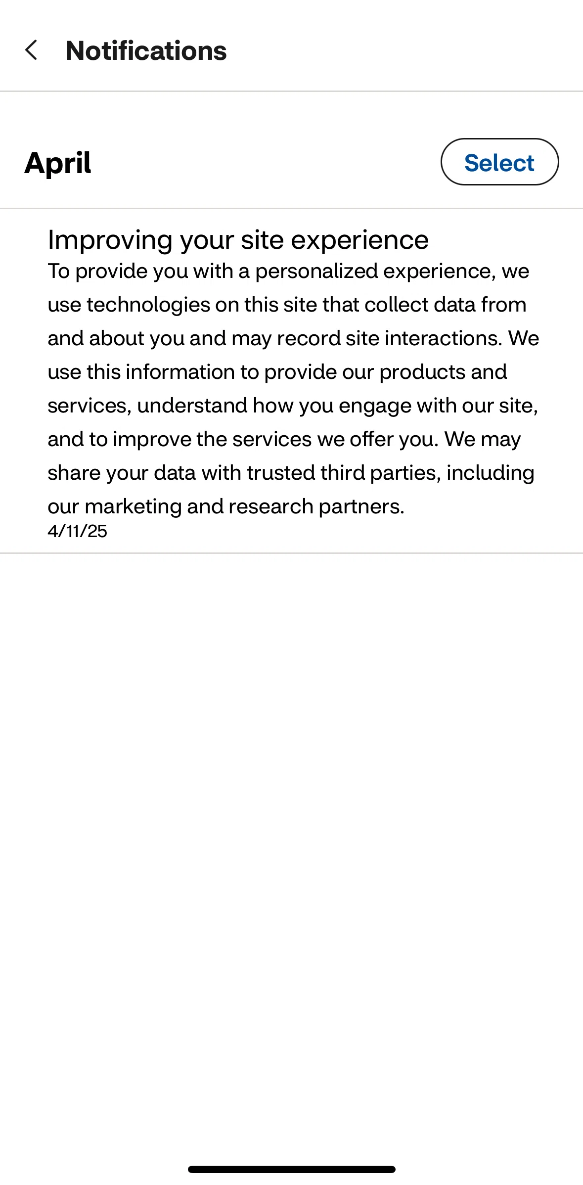 CVS Health Screen screen in the Deleting a notification flow