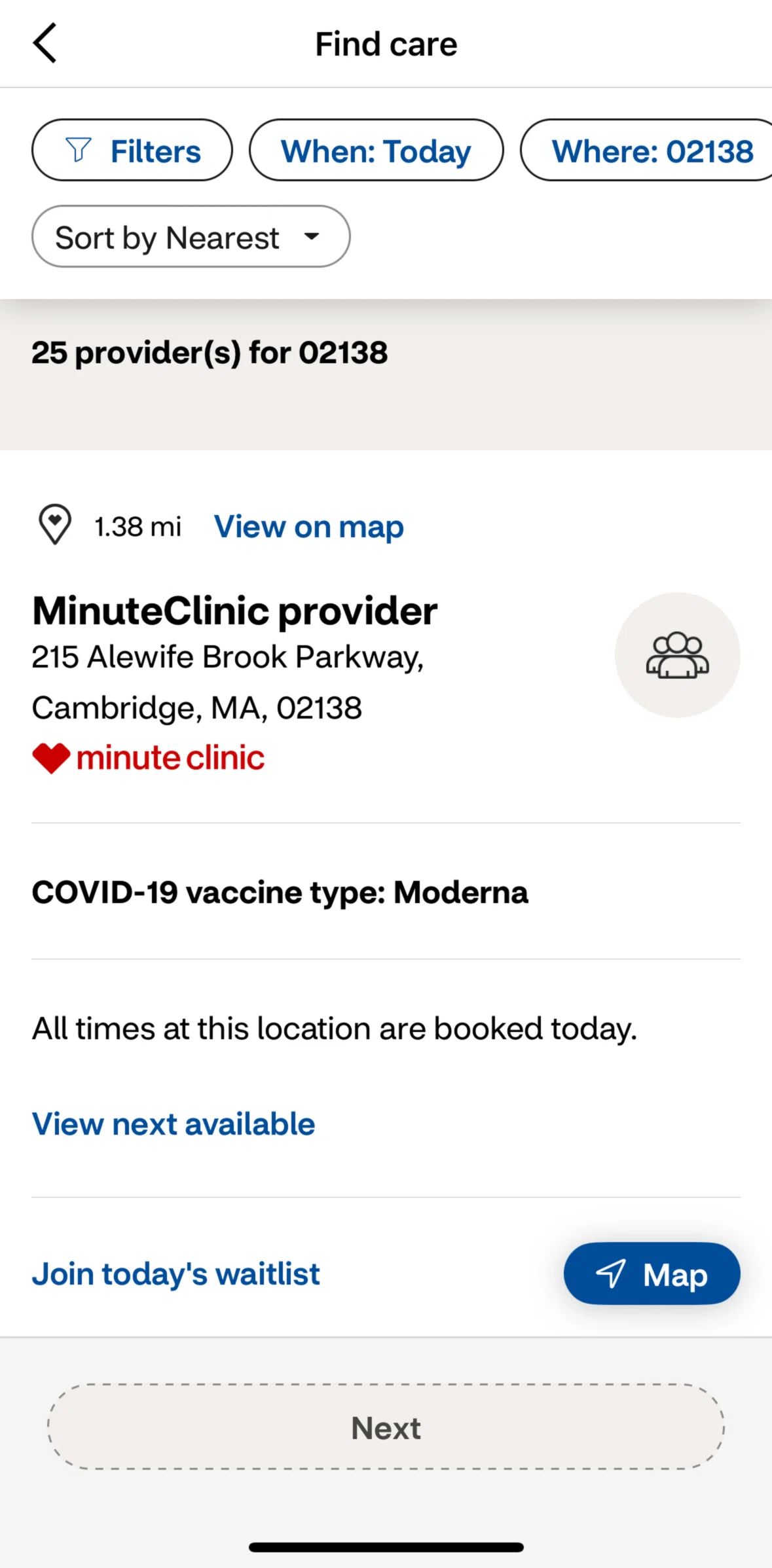 CVS Health Screen screen in the Filtering by date flow