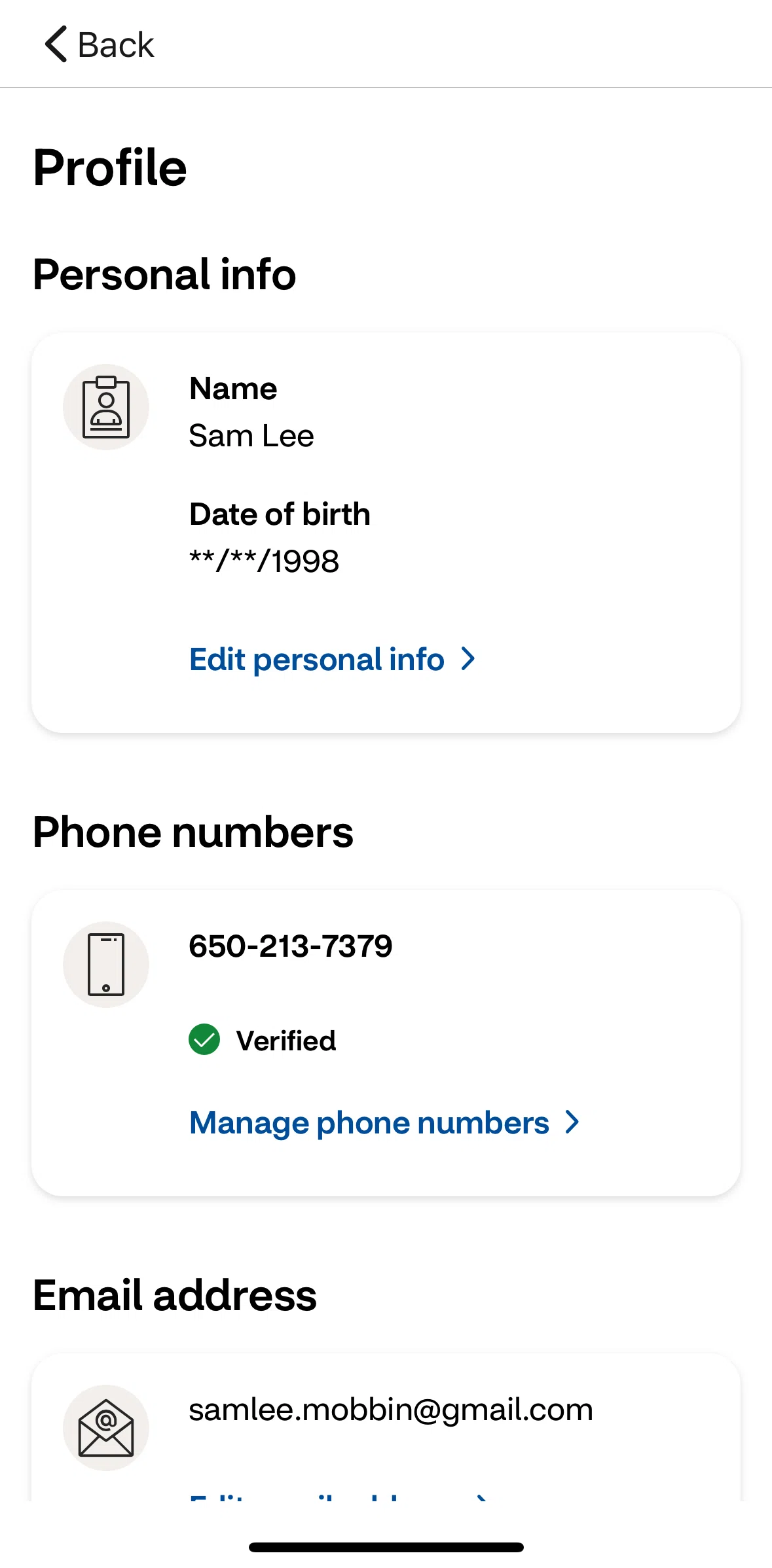 CVS Health Screen screen in the Manage phone numbers flow