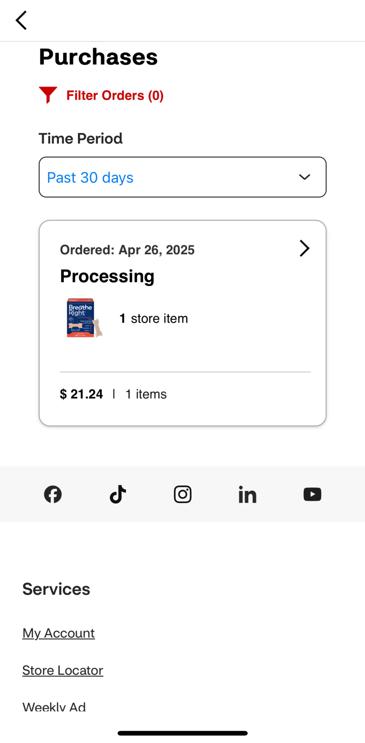 CVS Health Screen screen in the Order detail flow