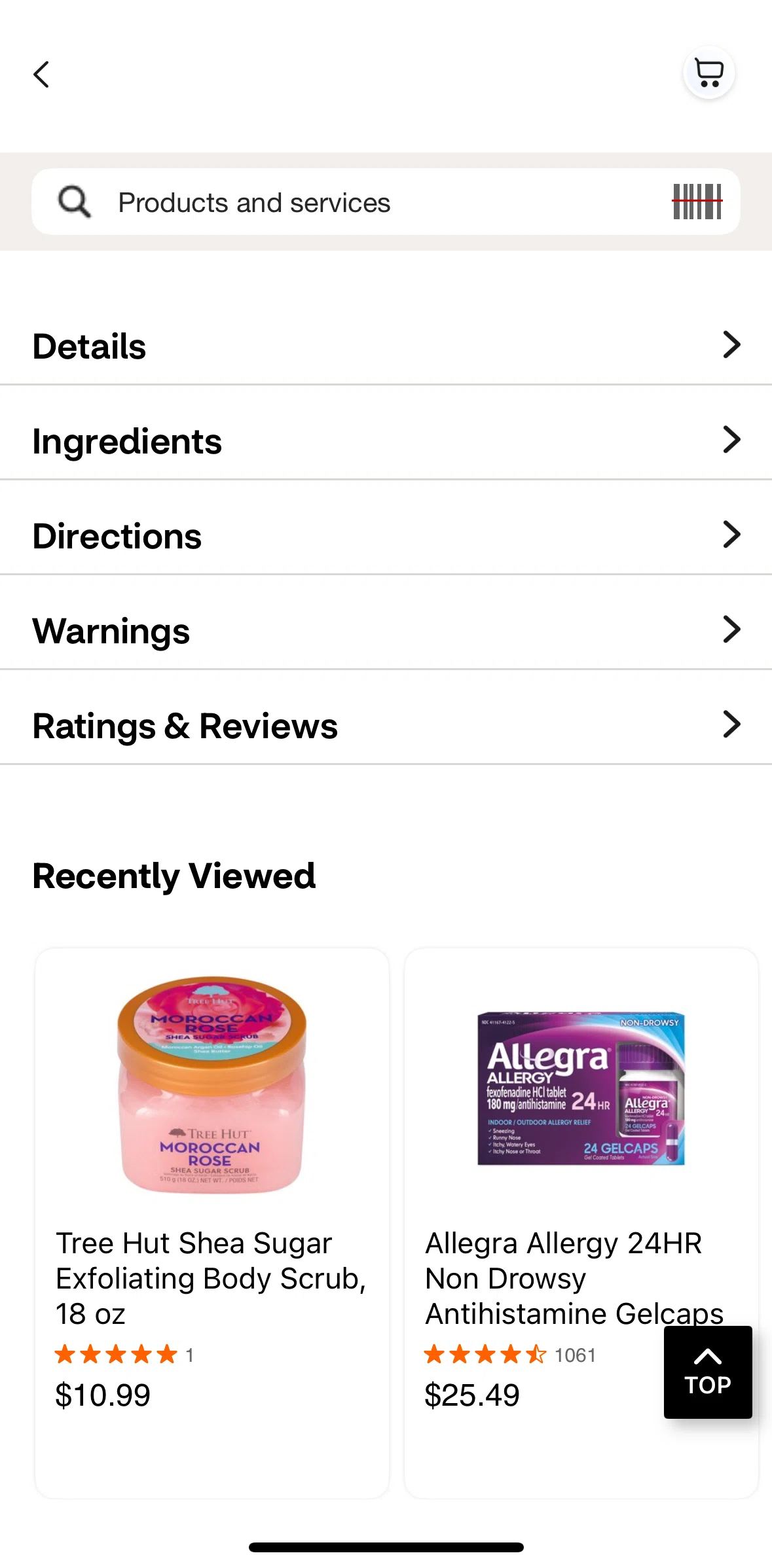 CVS Health Screen screen in the Ratings & reviews flow