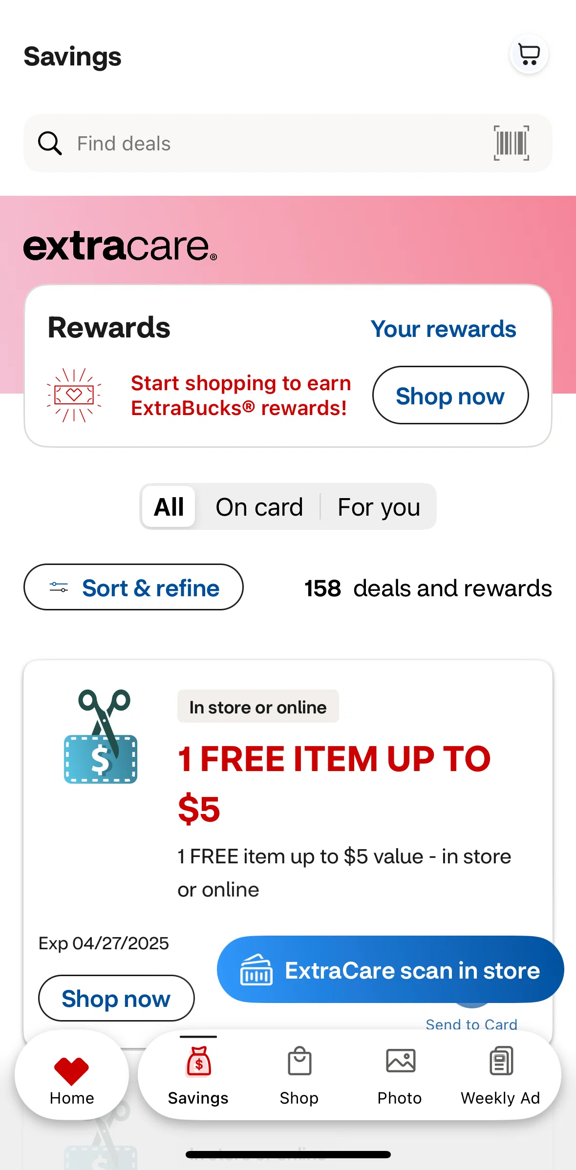 CVS Health Screen screen in the Savings flow