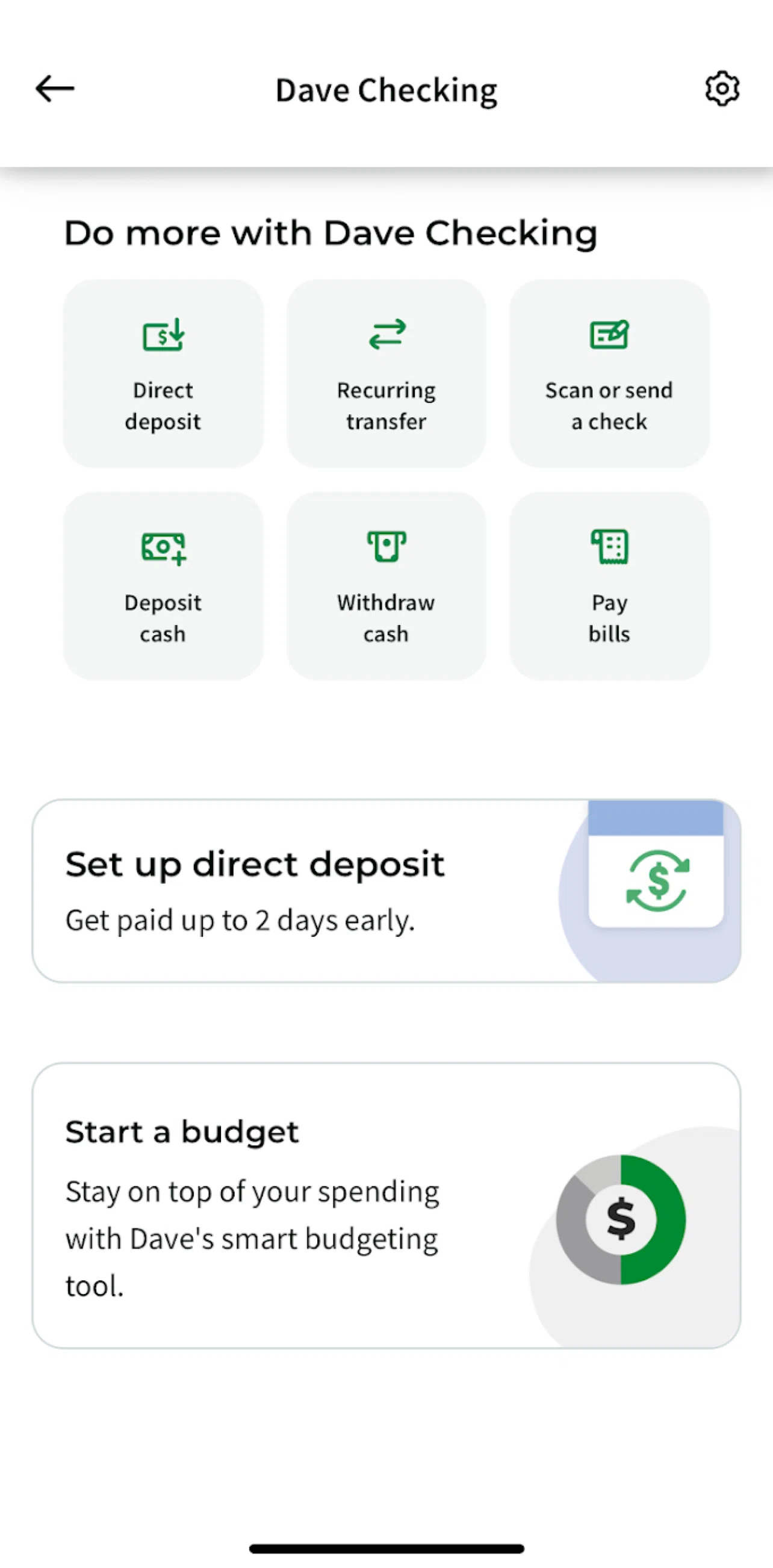 Dave Screen screen in the Creating goals account flow