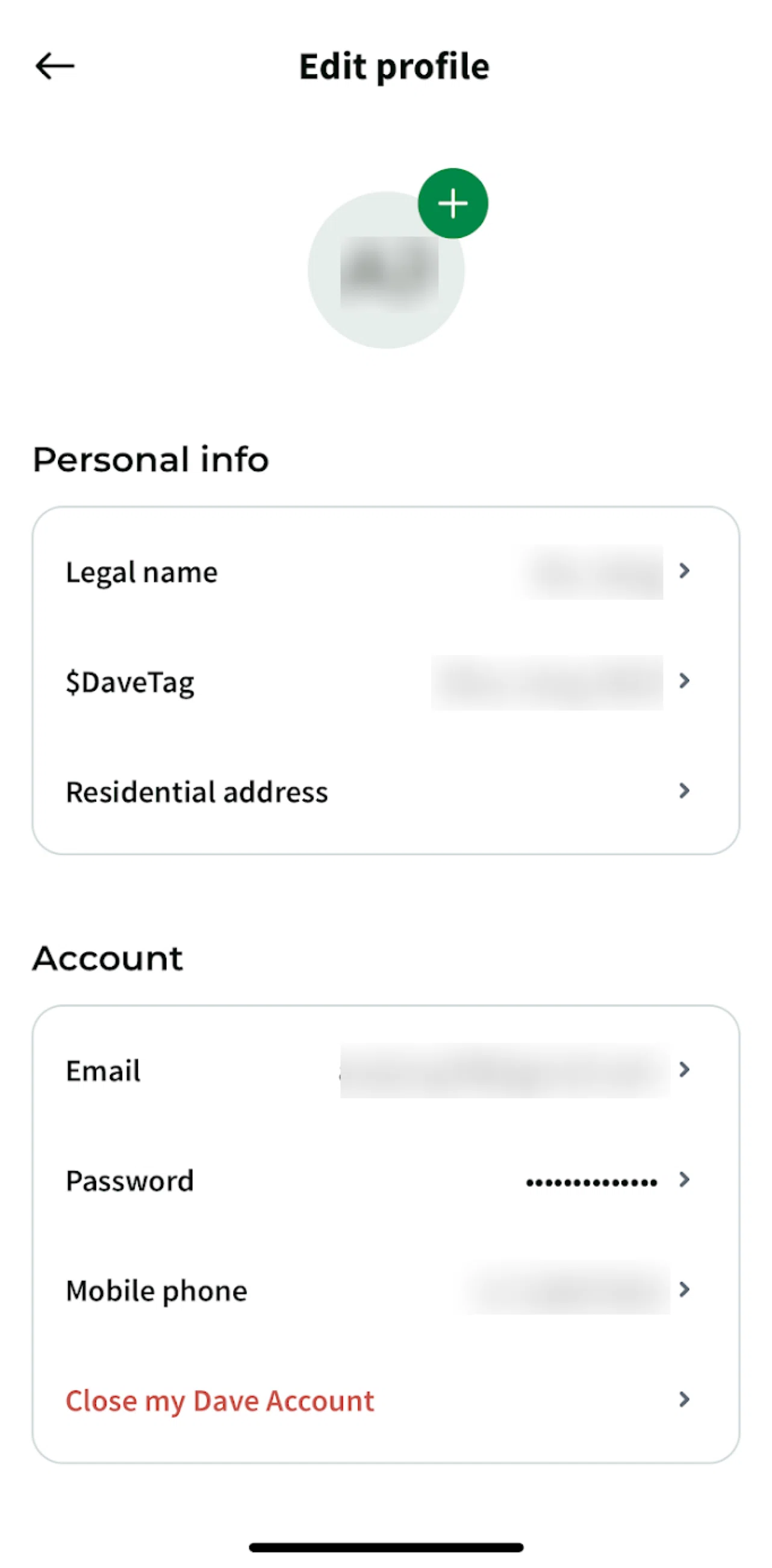 Dave Screen screen in the Edit email address flow