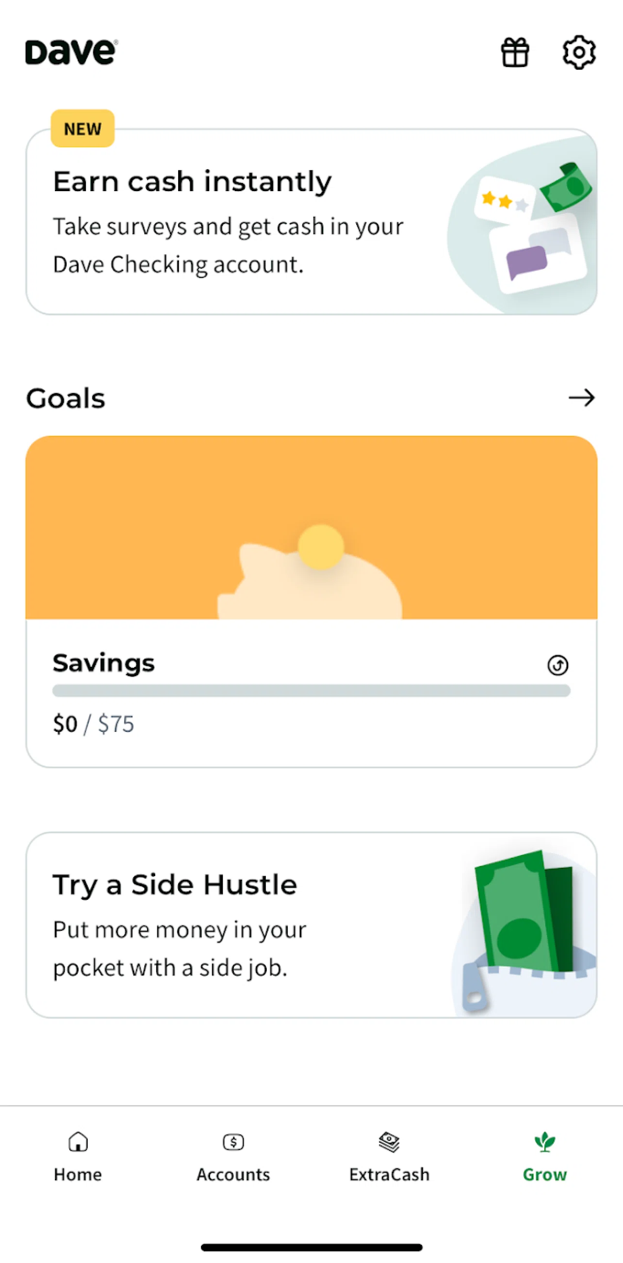 Dave Screen screen in the Surveys flow