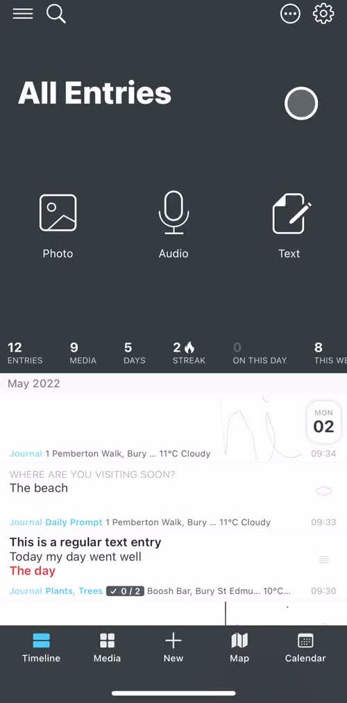 Day One Timeline screen in the General Browsing flow