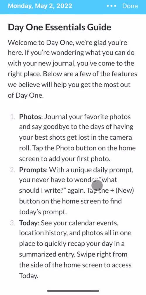 Day One Guide screen in the Onboarding flow