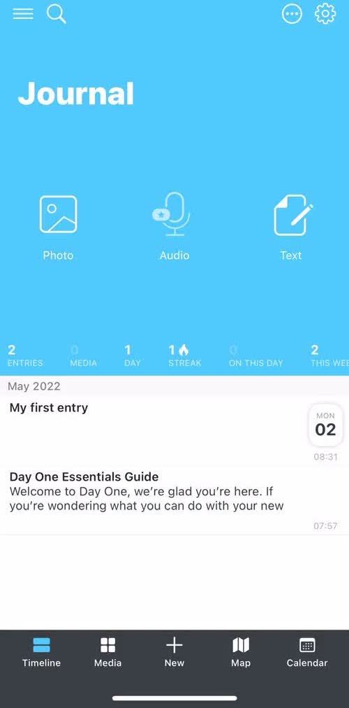 Day One Timeline screen in the Upgrading Your Account flow