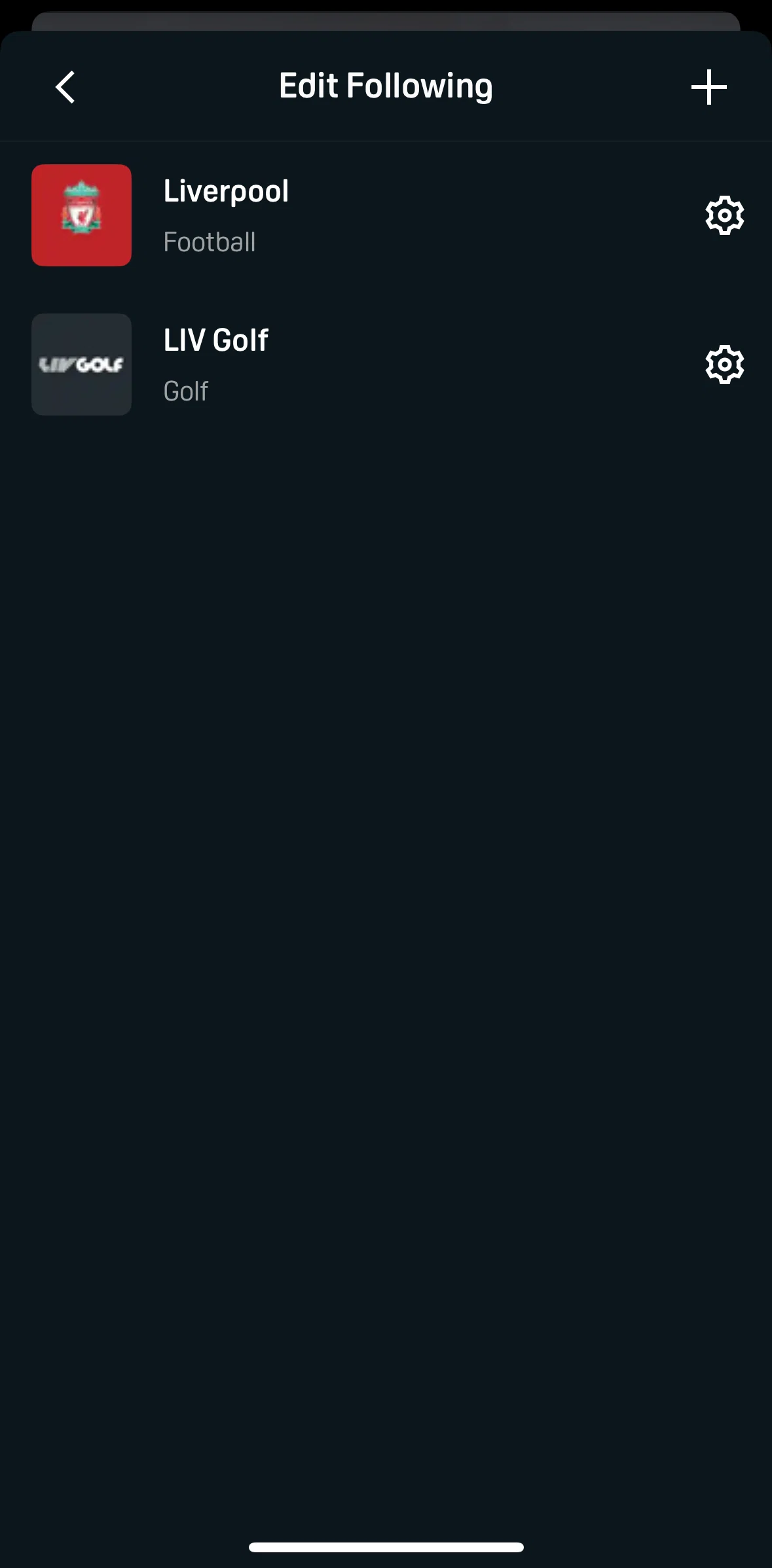 DAZN Screen screen in the Adding to following flow