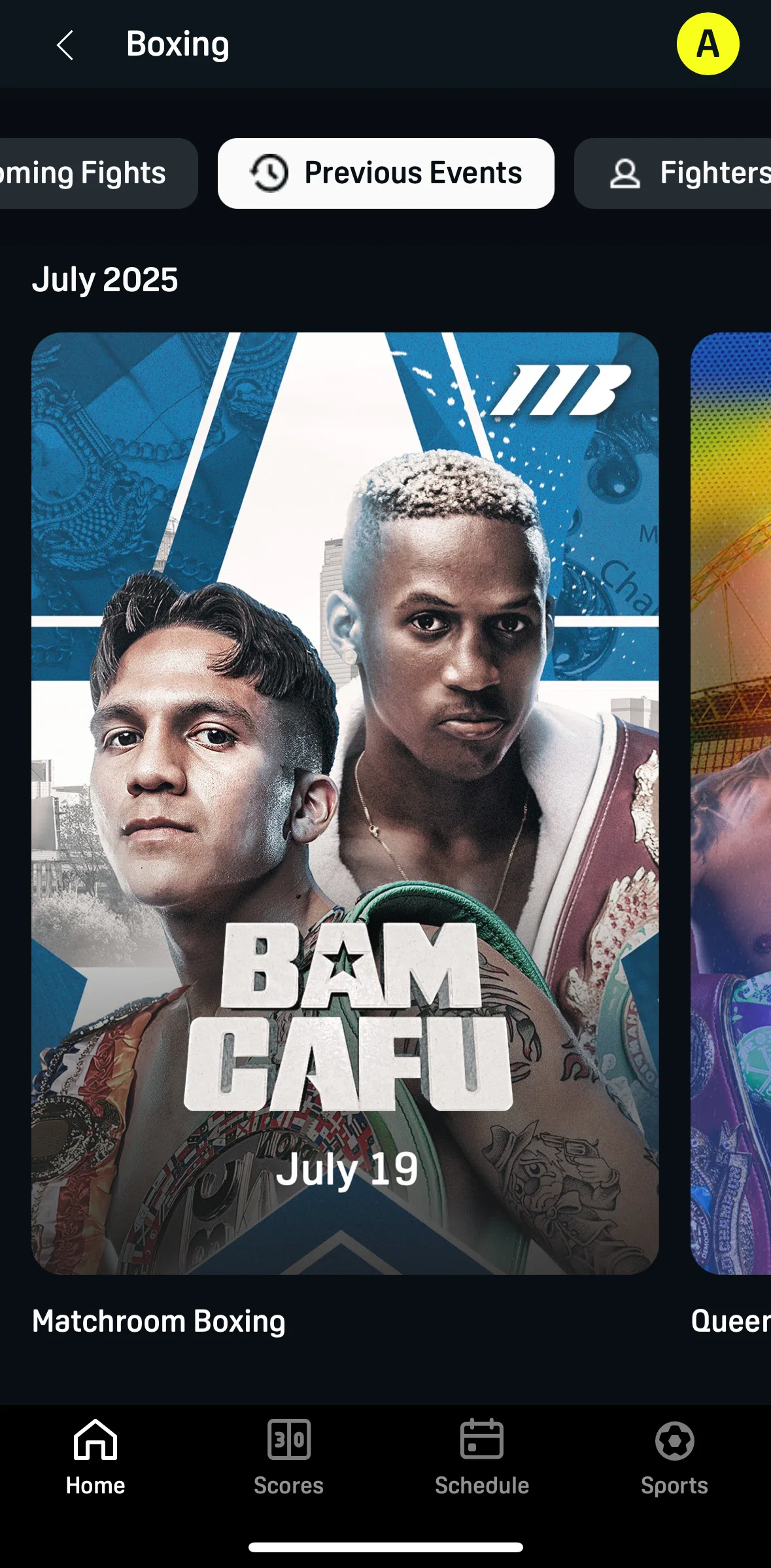 DAZN Screen screen in the Event detail flow