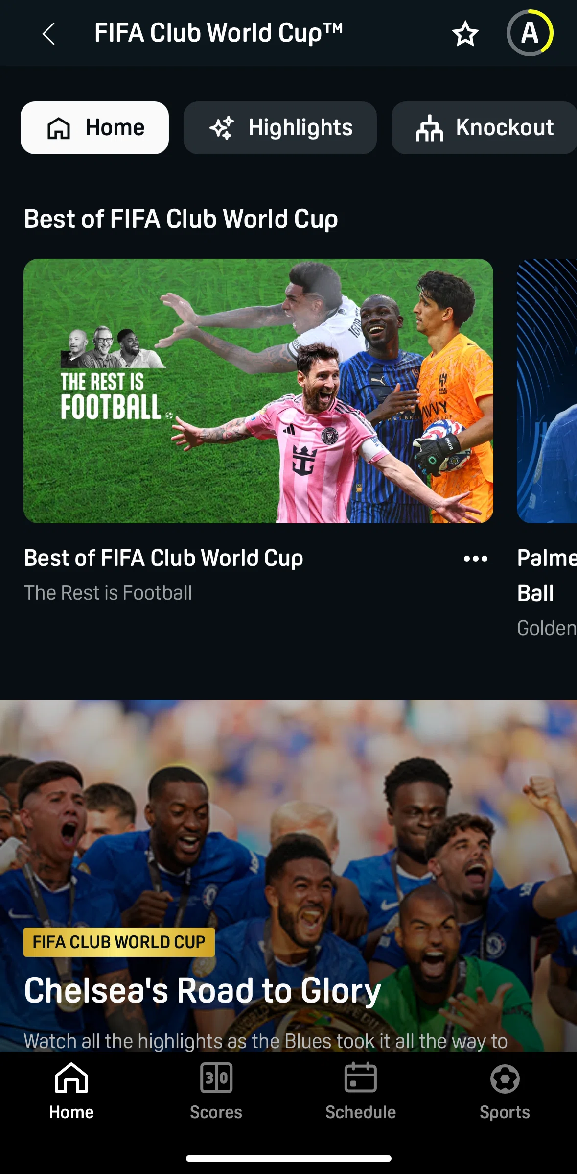 DAZN Screen screen in the Home (sports) flow