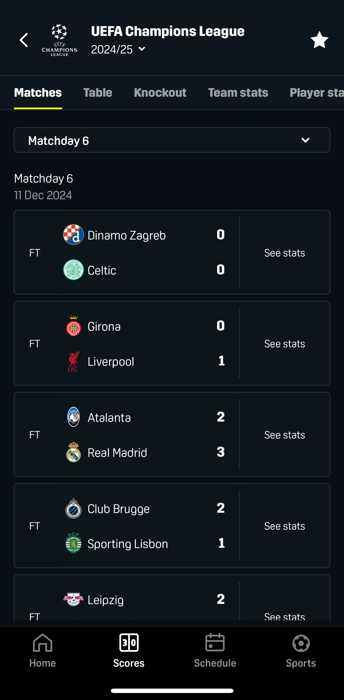 DAZN Screen screen in the League detail (past season) flow