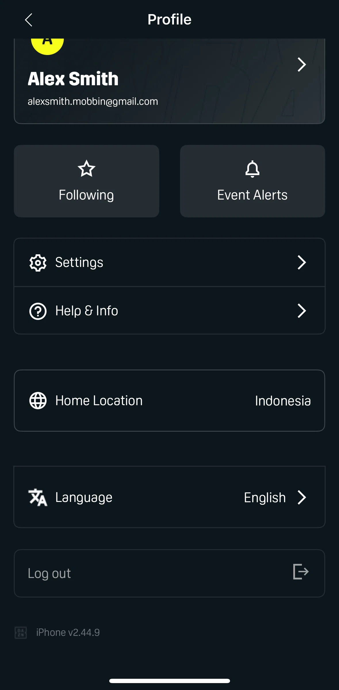 DAZN Screen screen in the Logging out flow