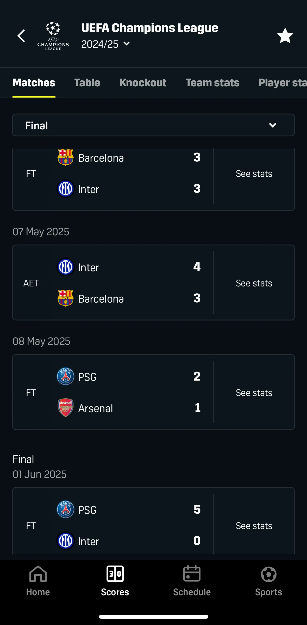 DAZN Screen screen in the Match detail flow