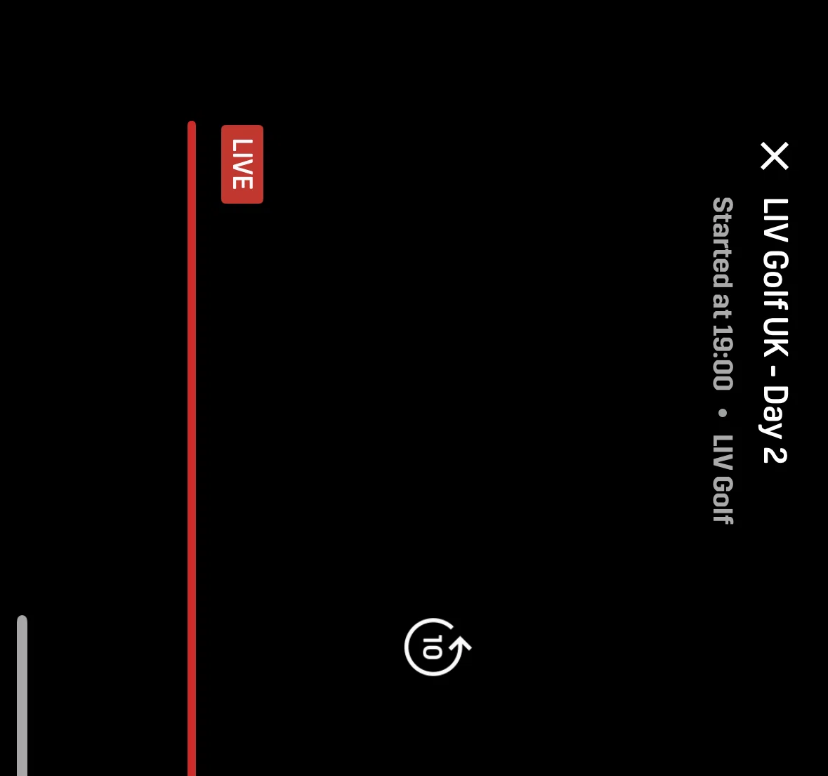 DAZN Screen screen in the Rewinding a video flow