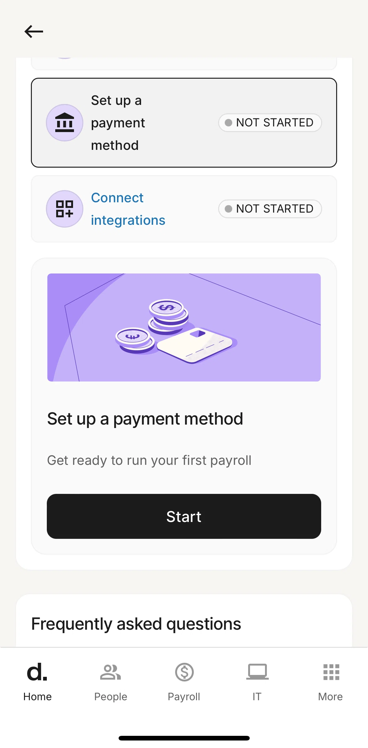 Deel Screen screen in the Adding a payment method flow