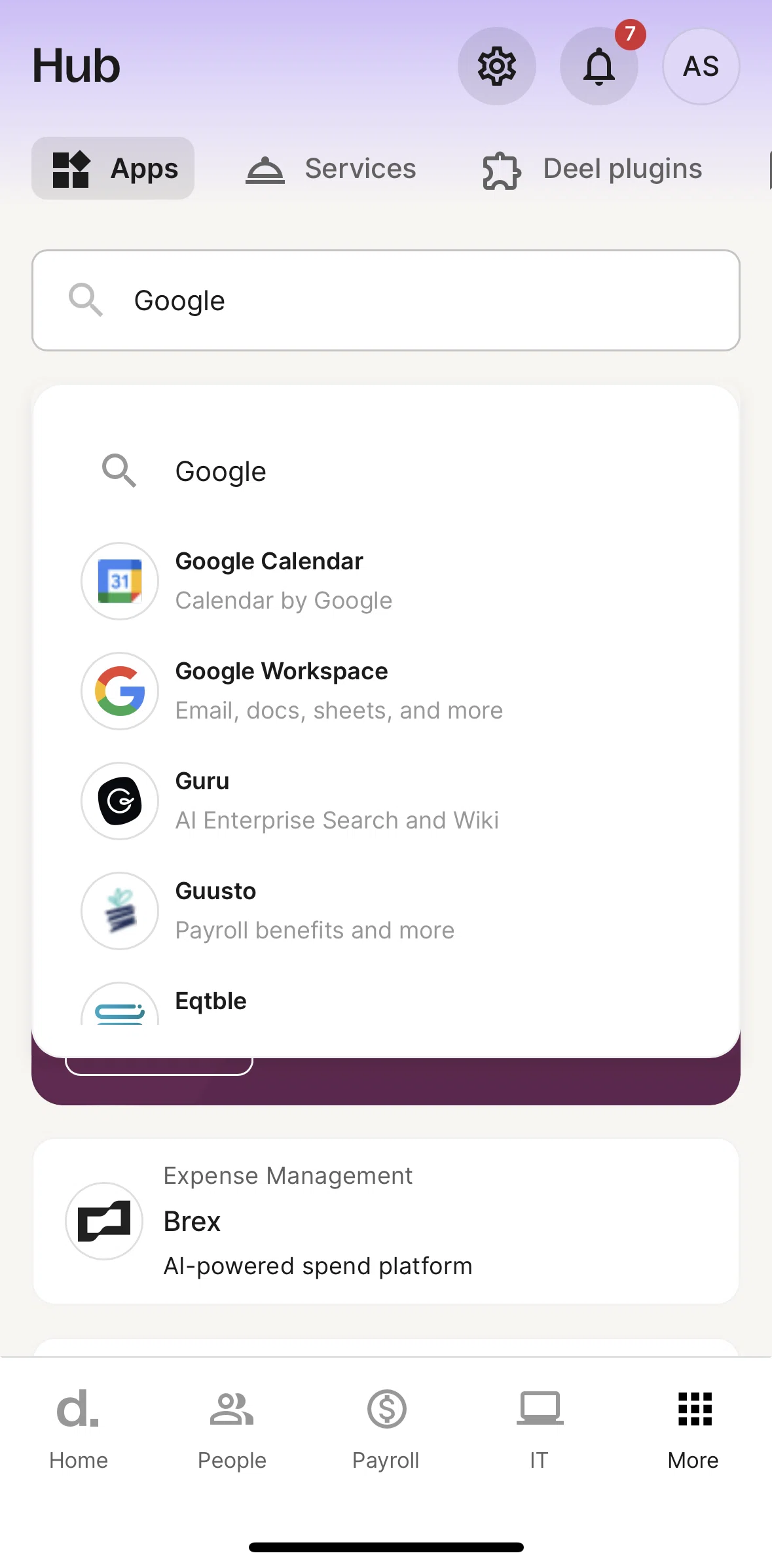 Deel Screen screen in the App detail flow
