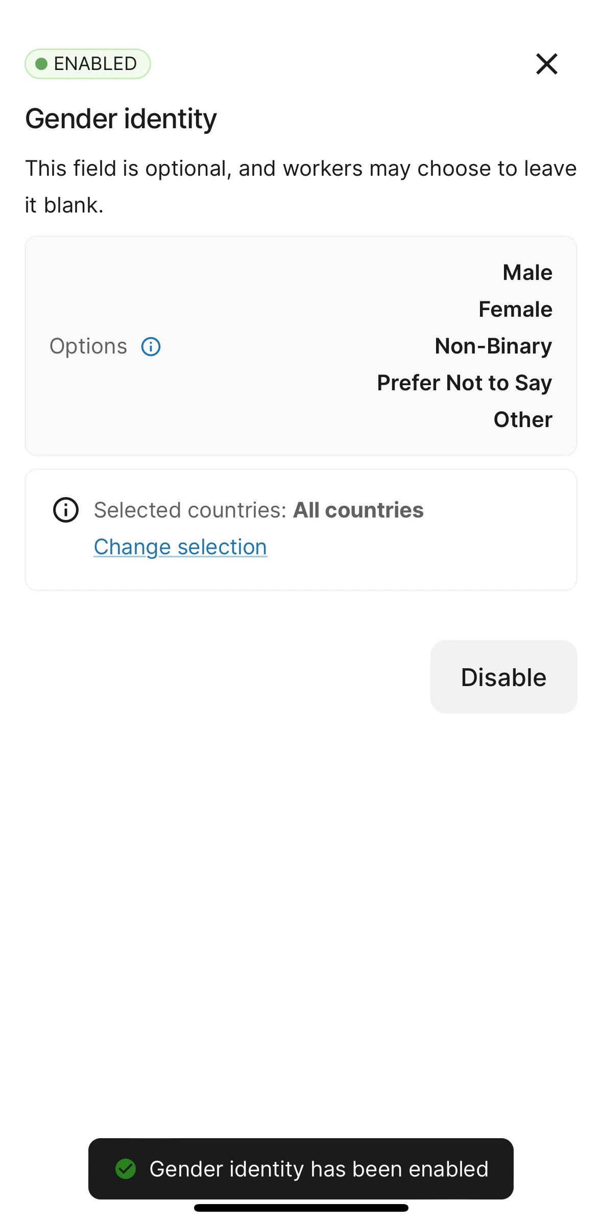 Deel Screen screen in the Changing countries flow