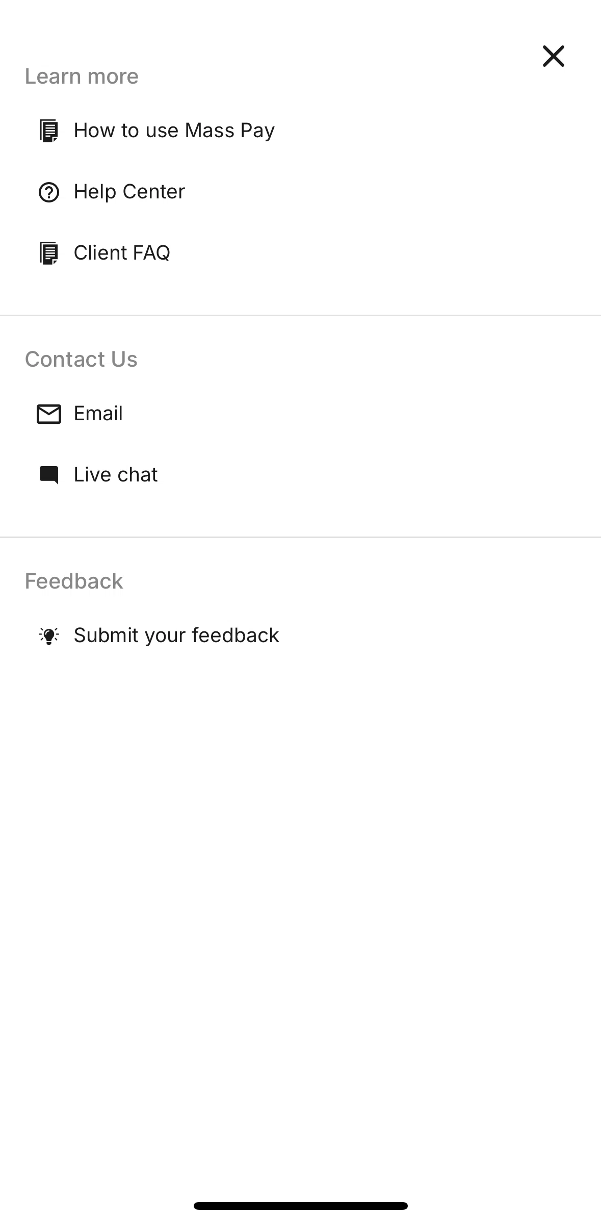Deel Screen screen in the Client FAQ flow