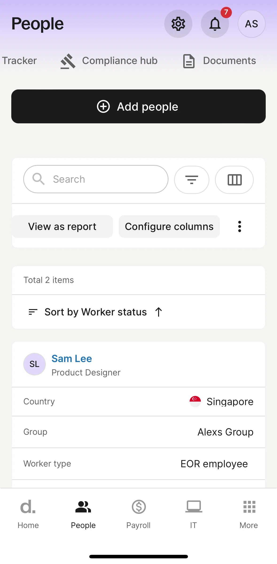 Deel Screen screen in the Compliance hub flow