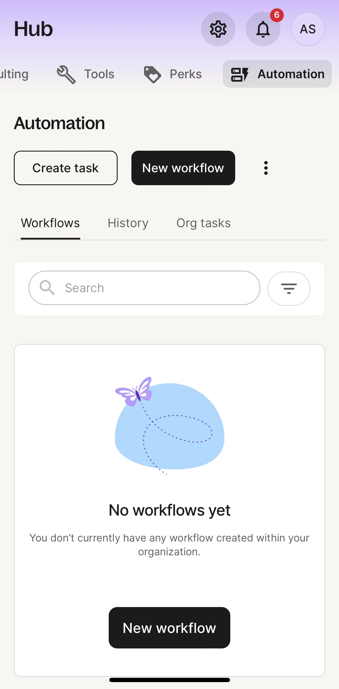 Deel Screen screen in the Creating a new task flow