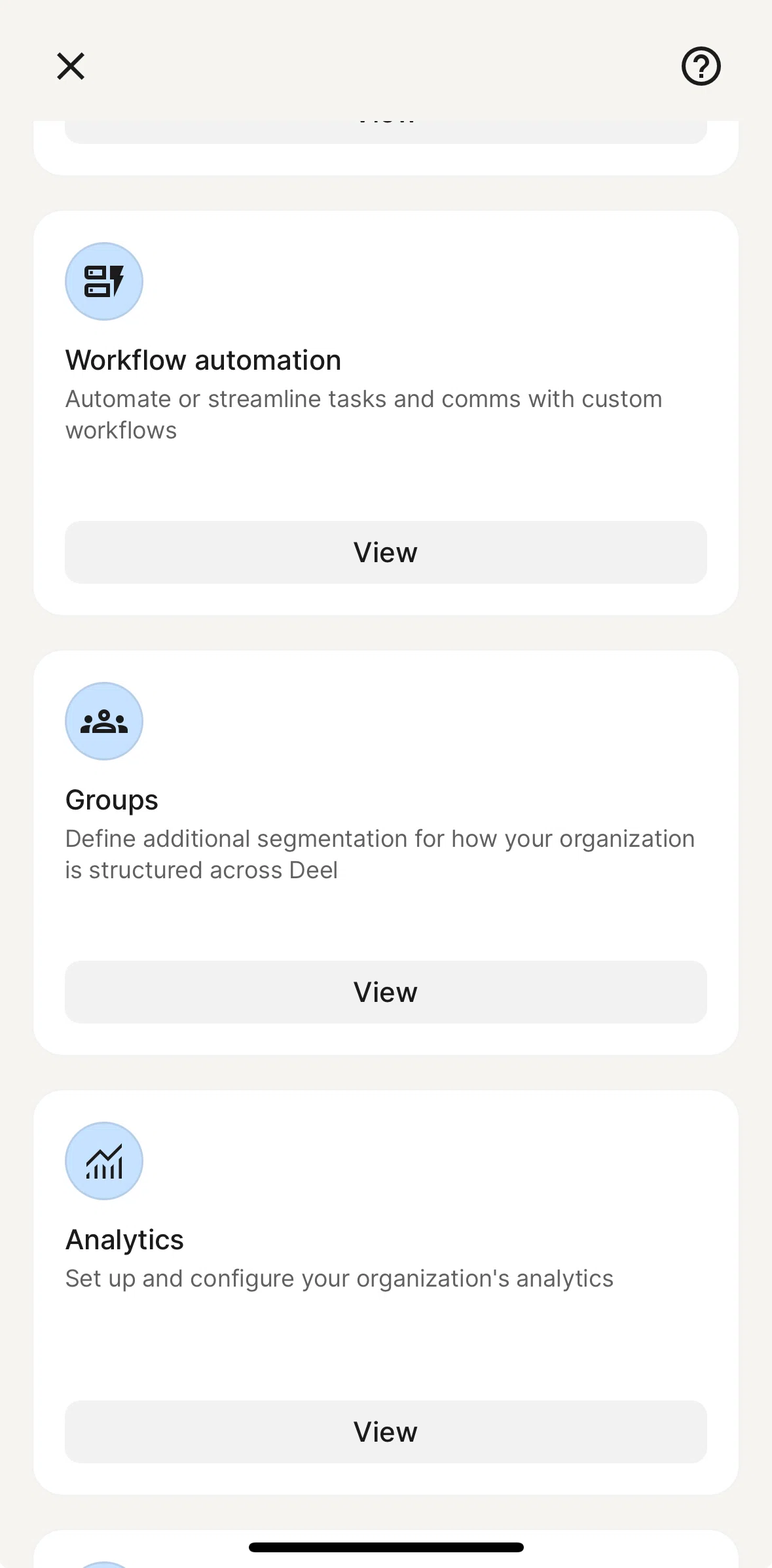 Deel Screen screen in the Groups flow
