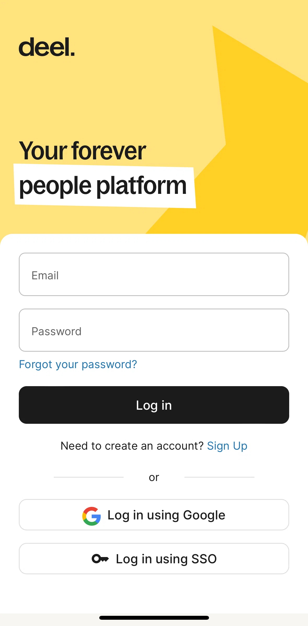 Deel Screen screen in the Log in using SSO flow