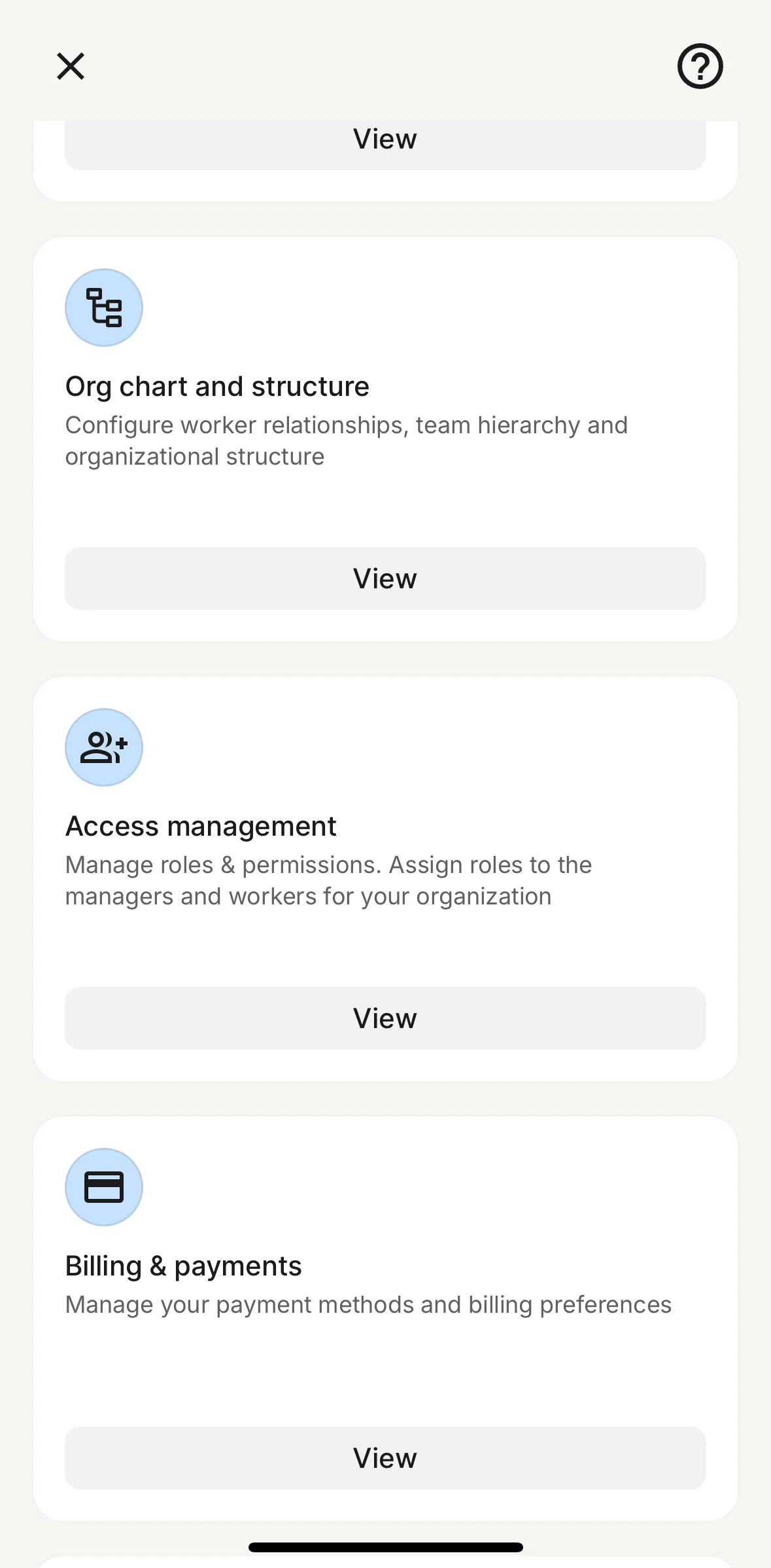 Deel Screen screen in the Payments flow