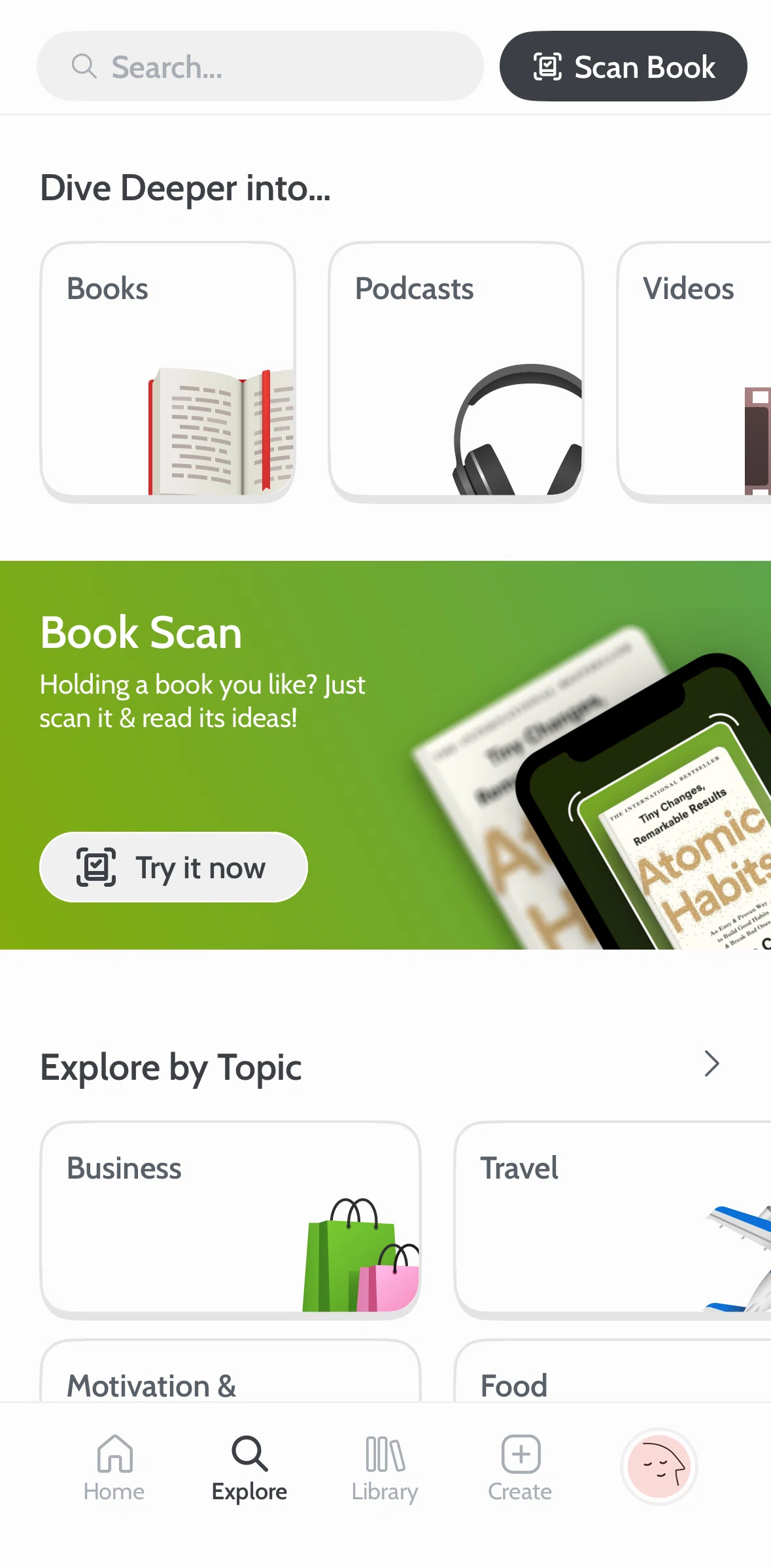 Deepstash Screen screen in the Books flow