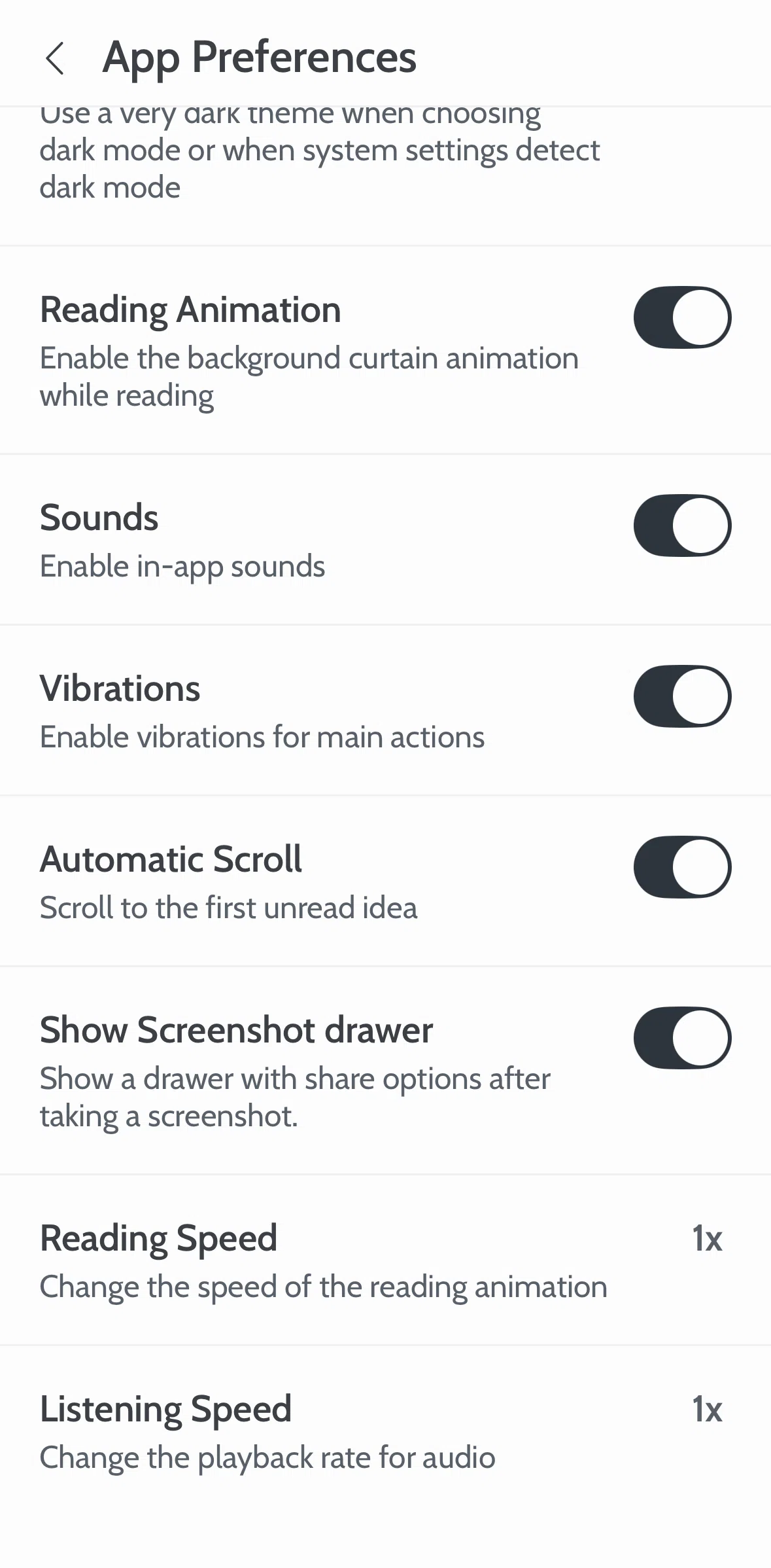 Deepstash Screen screen in the Changing listening speed flow