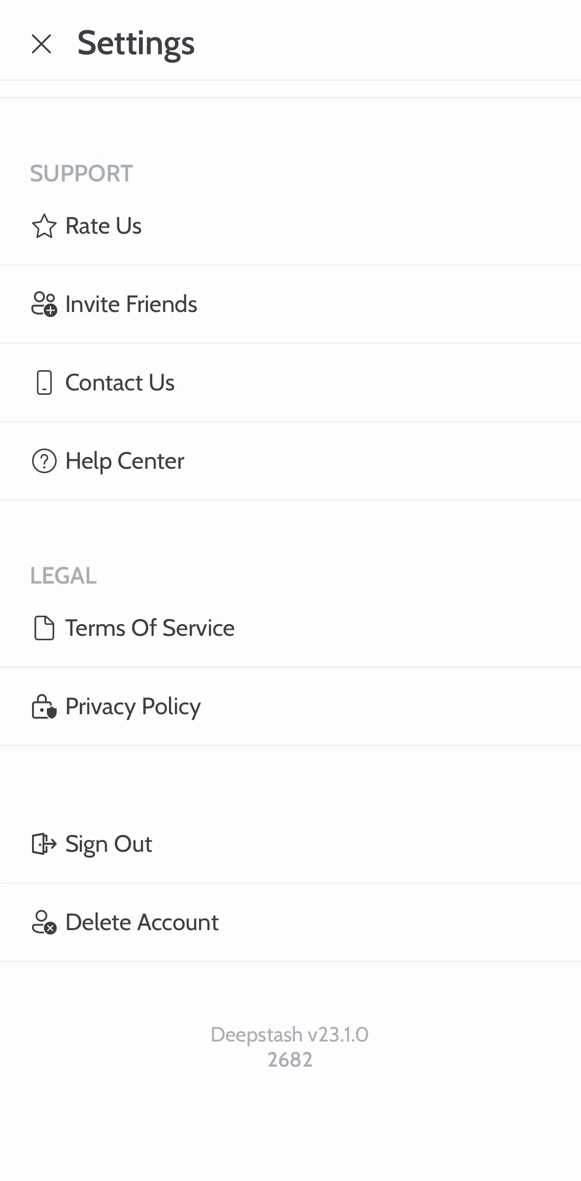 Deepstash Screen screen in the Logging out flow