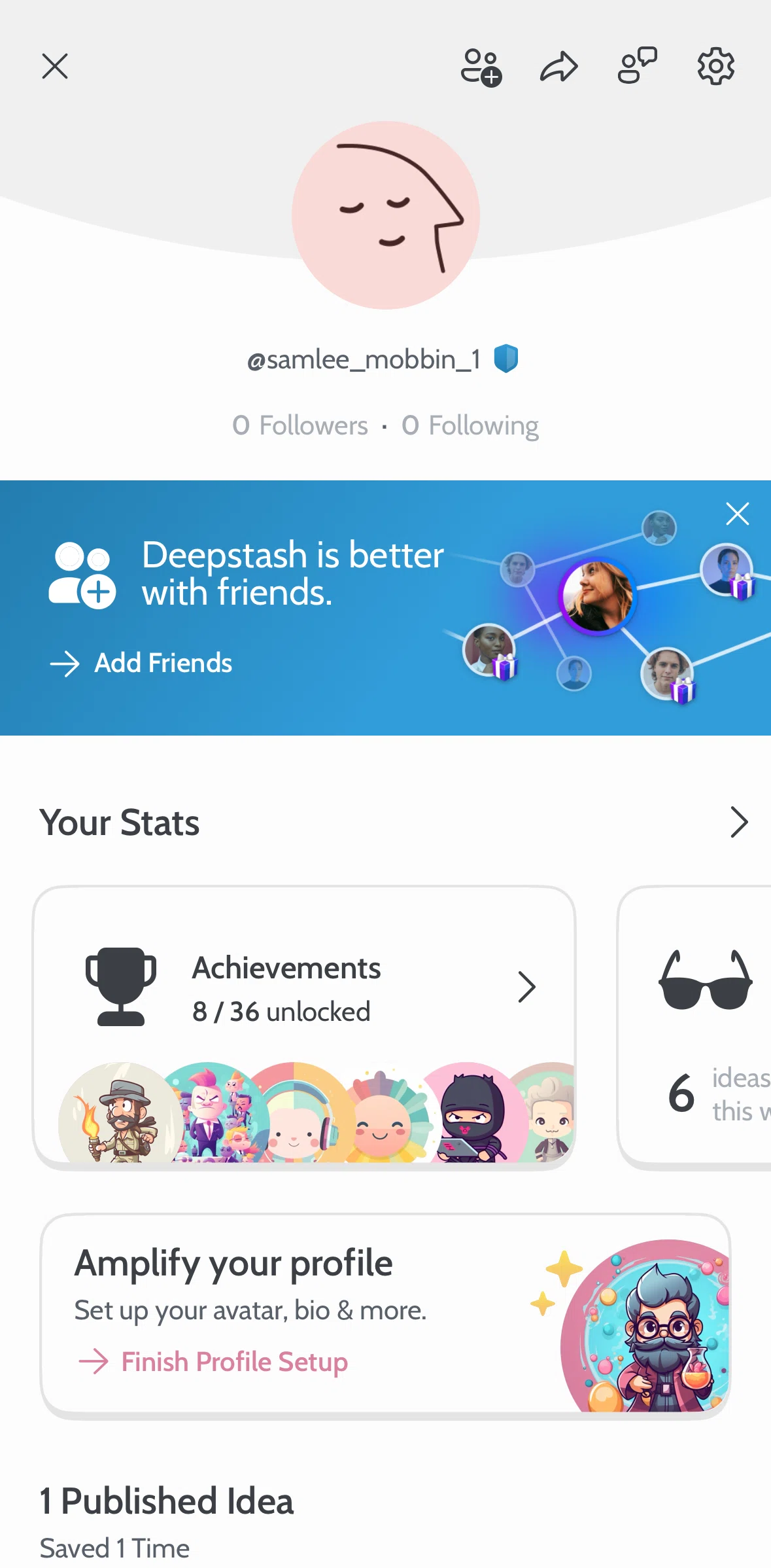Deepstash Screen screen in the Settings flow
