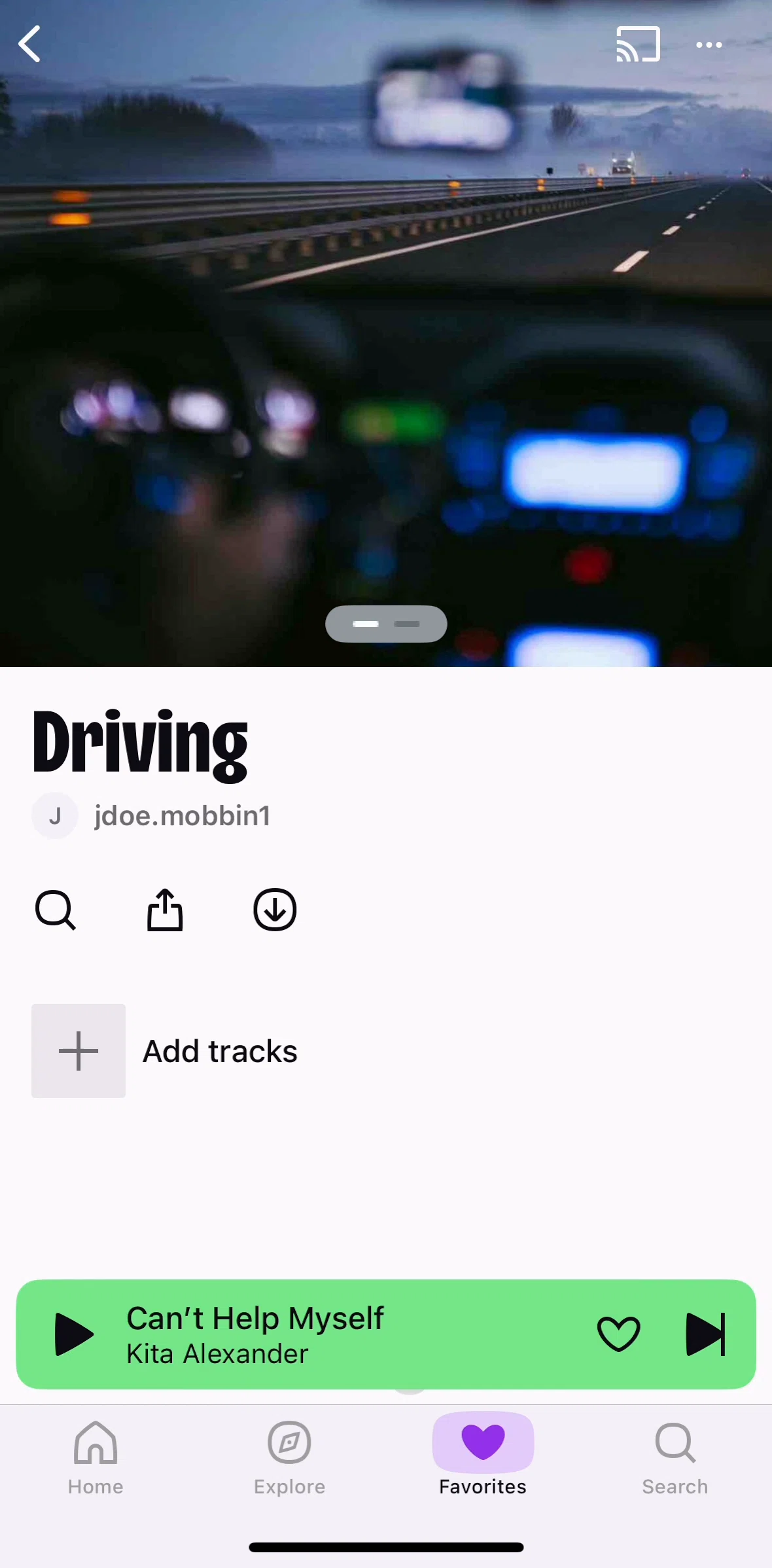 Deezer Screen screen in the Adding songs to a playlist flow