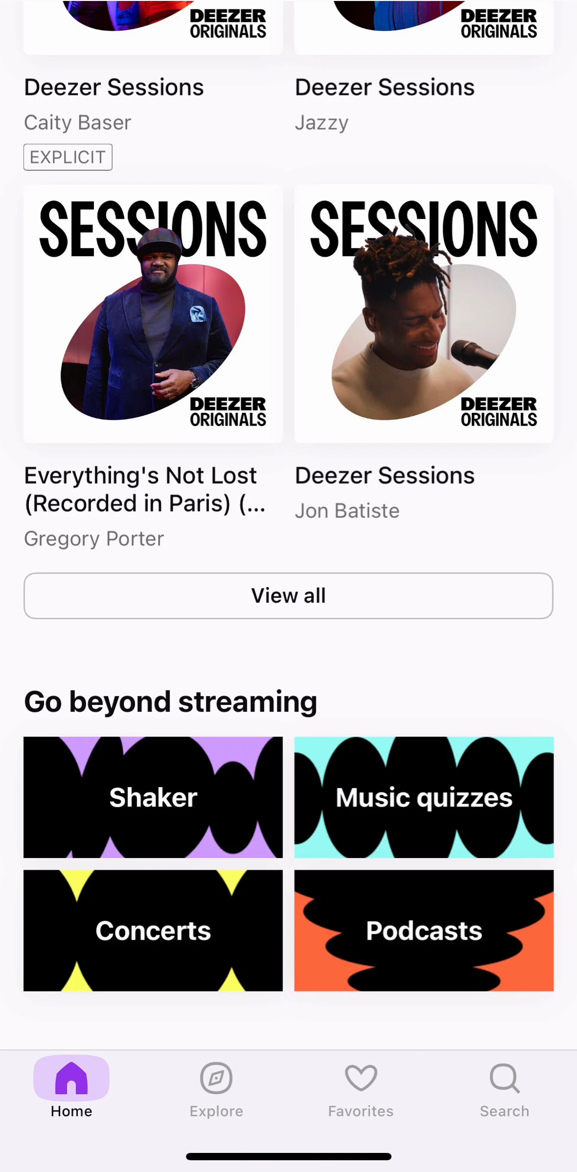 Deezer Screen screen in the Browse concerts flow