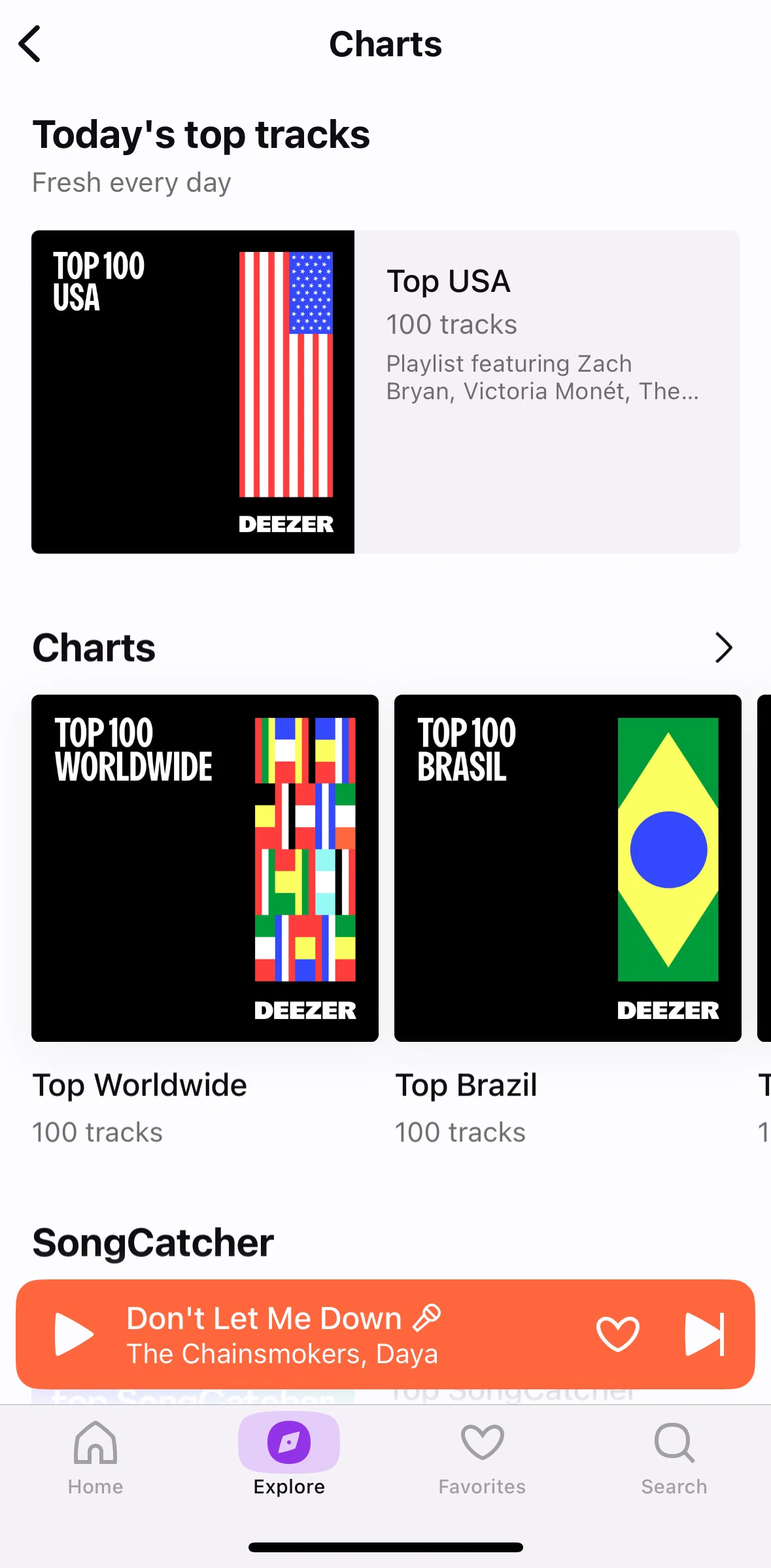 Deezer Screen screen in the Chart detail flow
