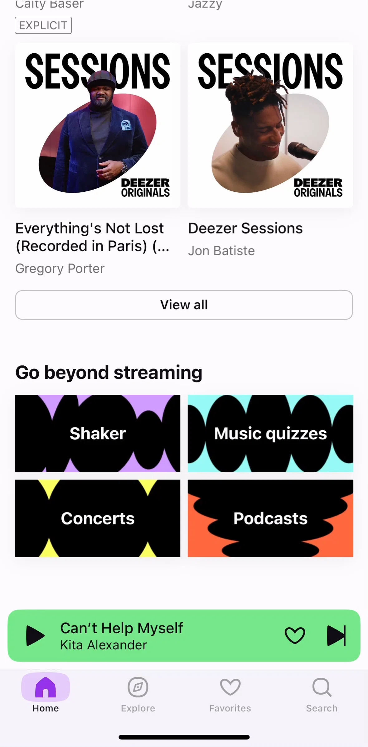 Deezer Screen screen in the Creating a group (shaker) flow