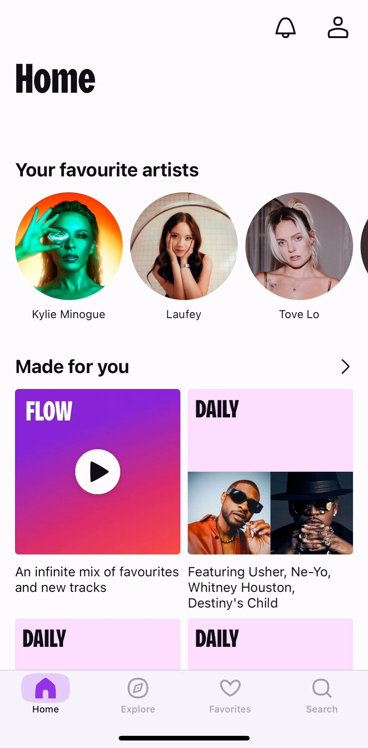 Deezer Screen screen in the Home flow