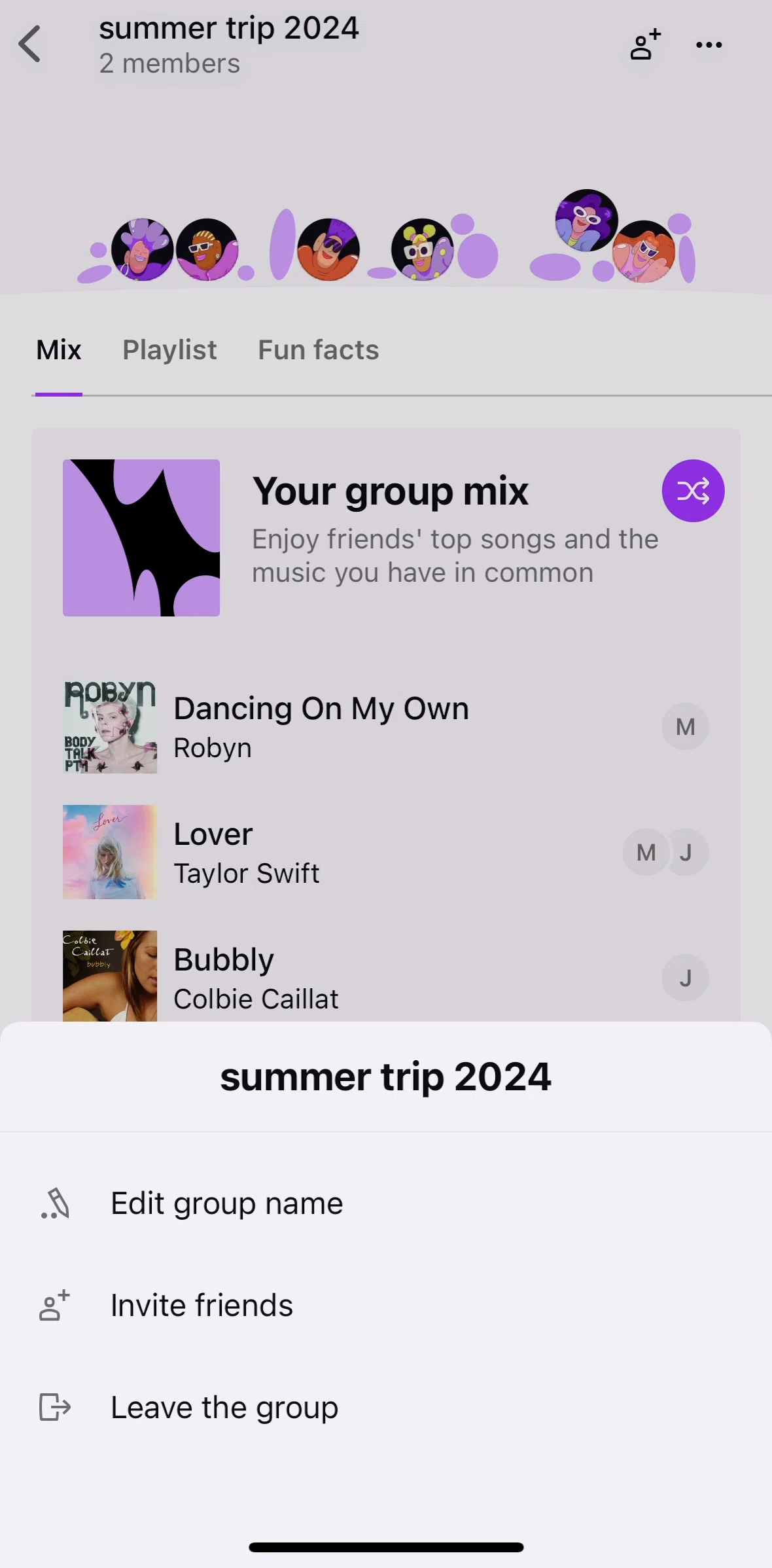 Deezer Screen screen in the Leaving a group flow