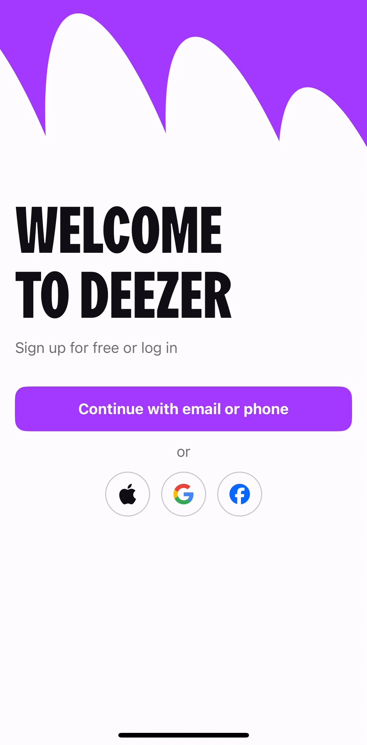 Deezer Screen screen in the Logging in flow