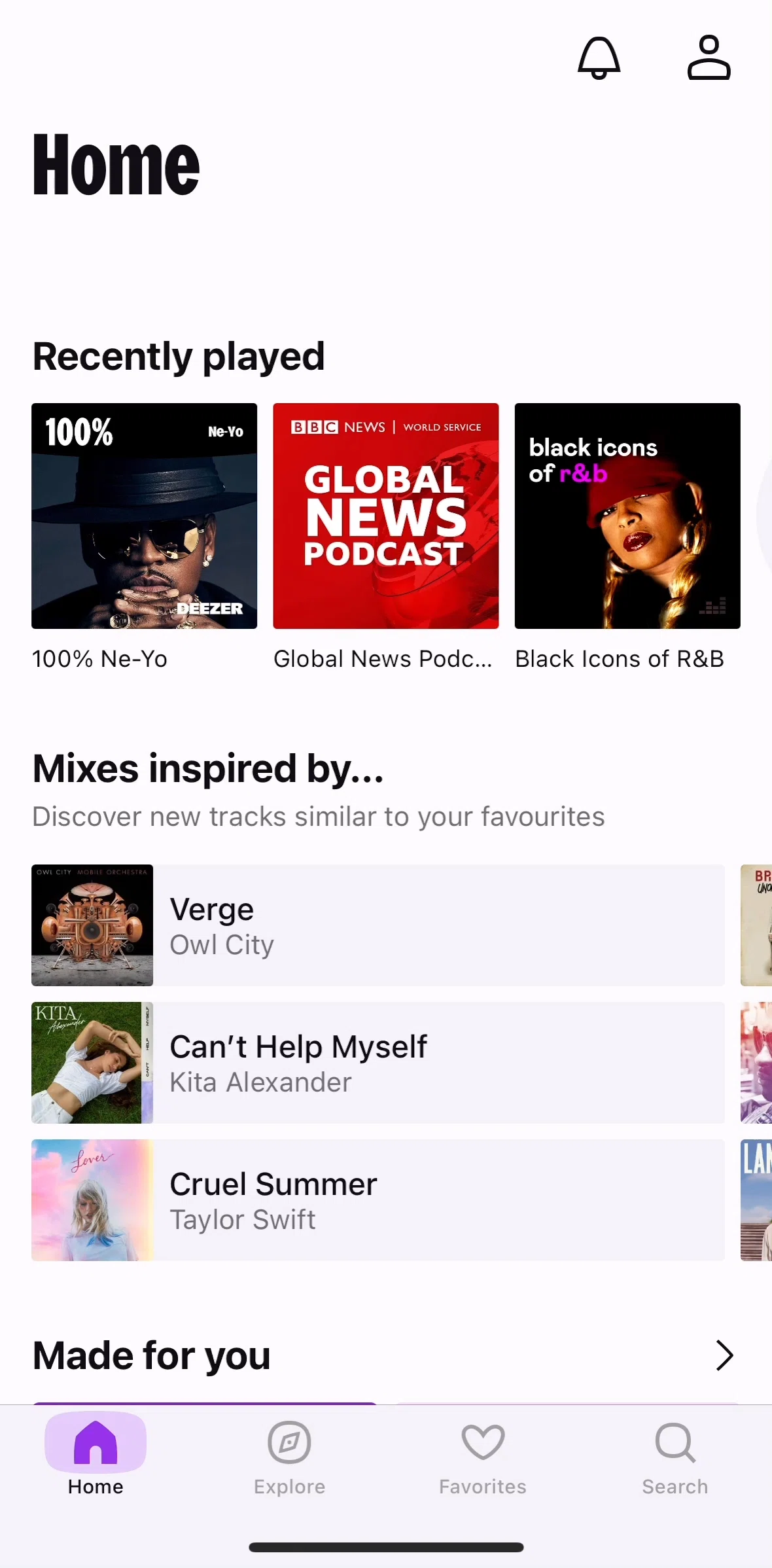 Deezer Screen screen in the Playing a song flow