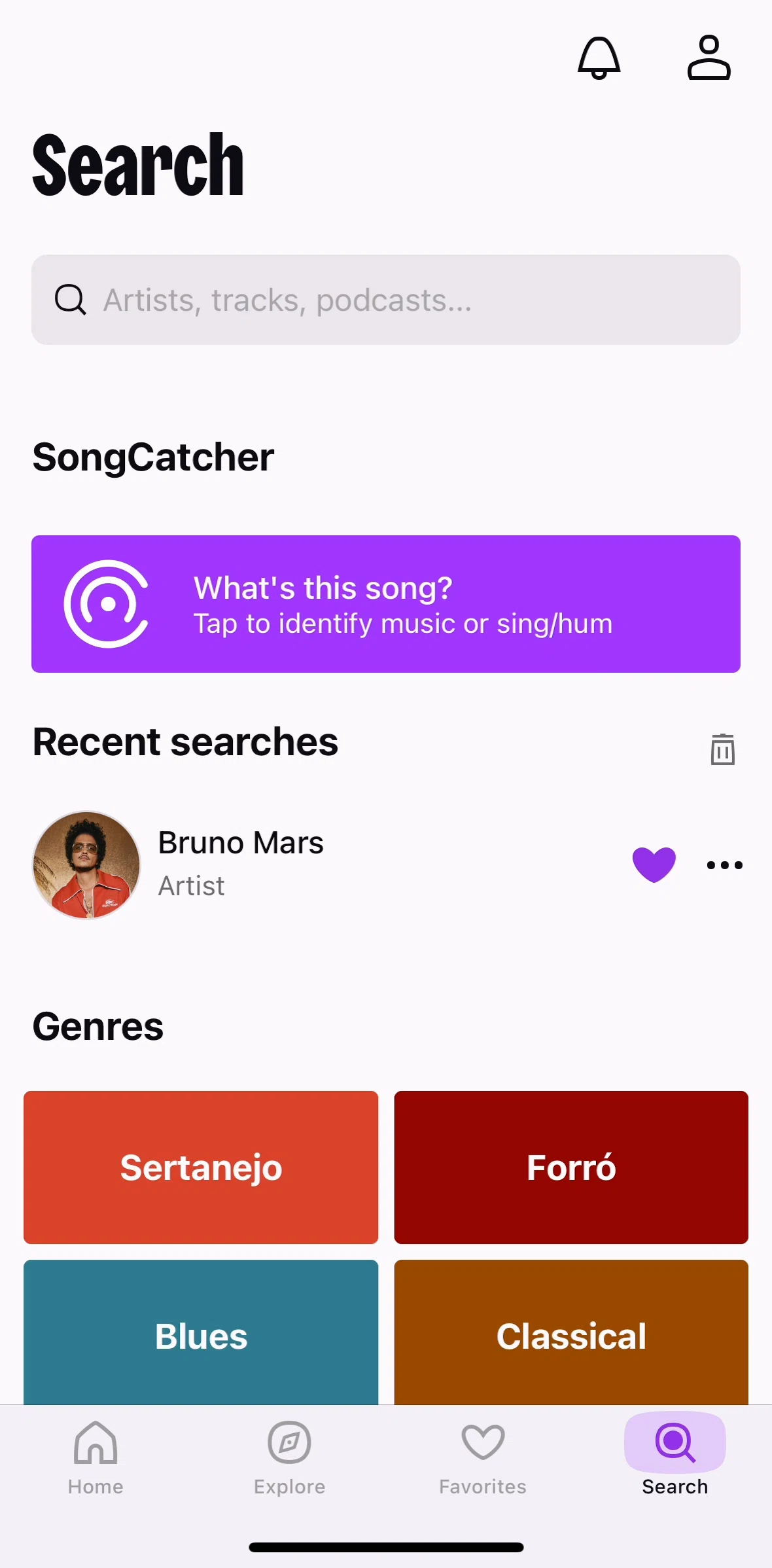 Deezer Screen screen in the Searching an artist flow