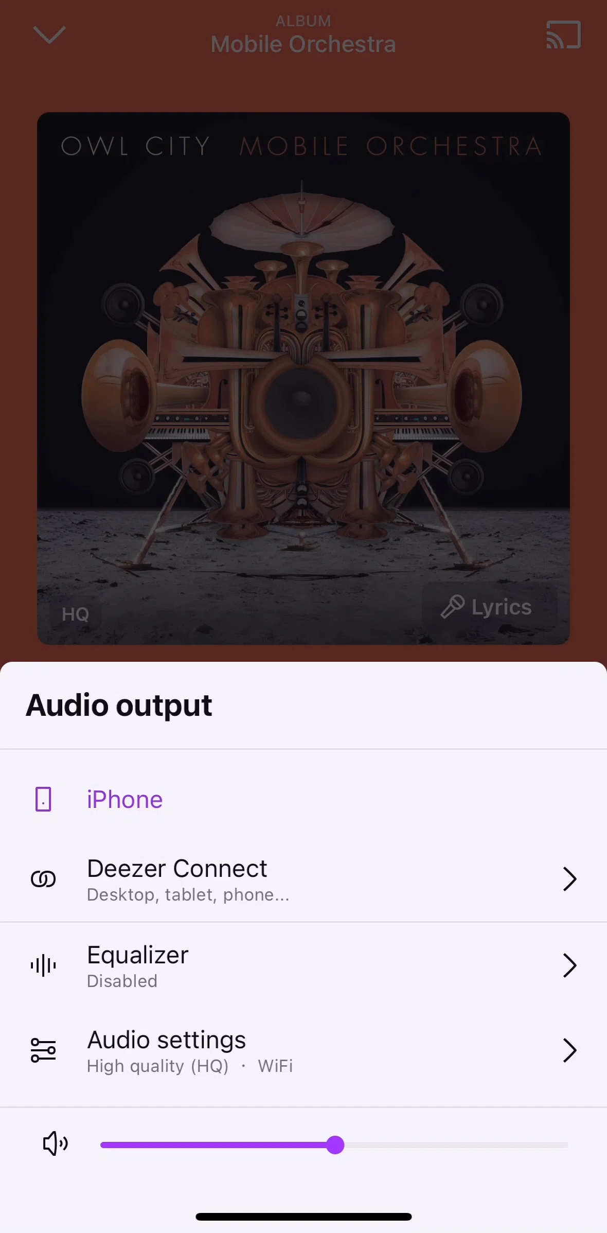 Deezer Screen screen in the Setting equalizer flow