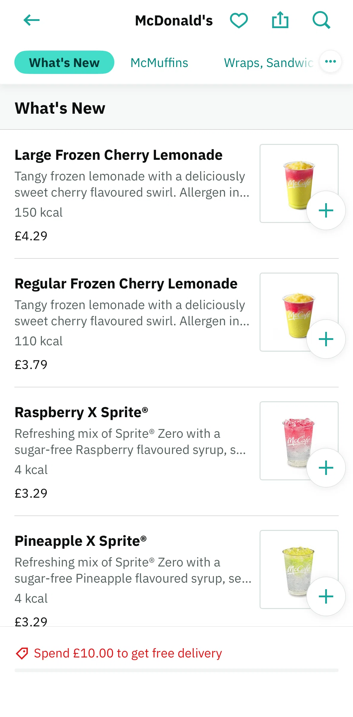 Deliveroo Screen screen in the Adding an item to cart flow