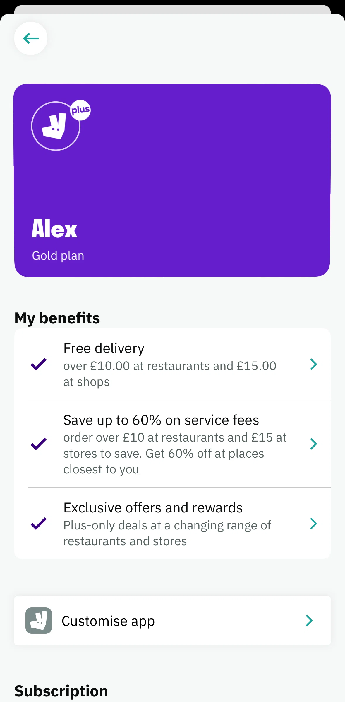 Deliveroo Screen screen in the Changing an app icon flow