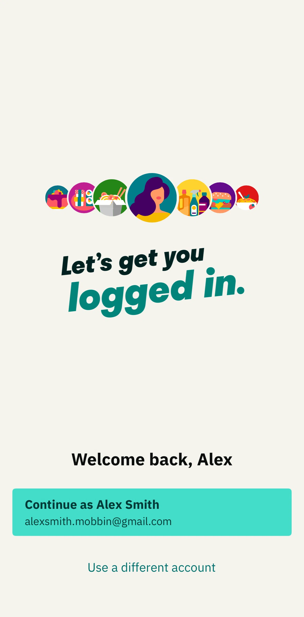 Deliveroo Screen screen in the Logging in flow